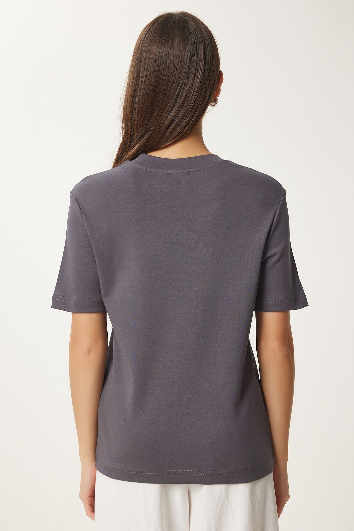 Women's Black Smoked 2 Pack Cotton Basic Knitting T-Shirt AG00002