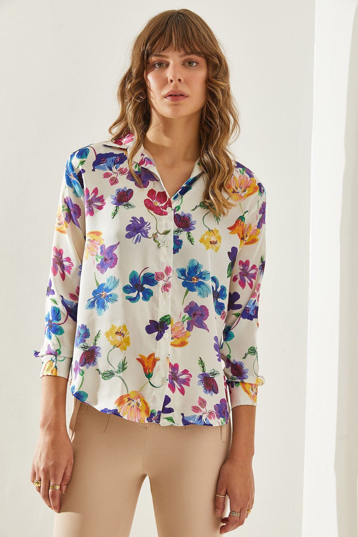 Women's Digital Patterned Satin Shirt 60231008