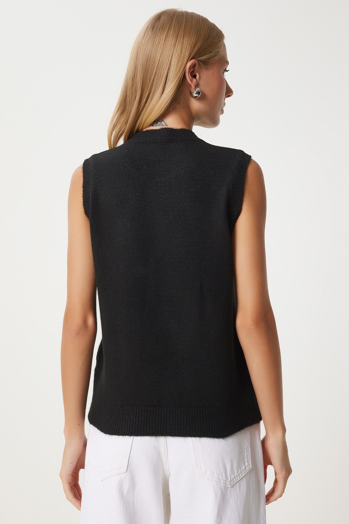 Women's black bow knitwear sweater pf00083
