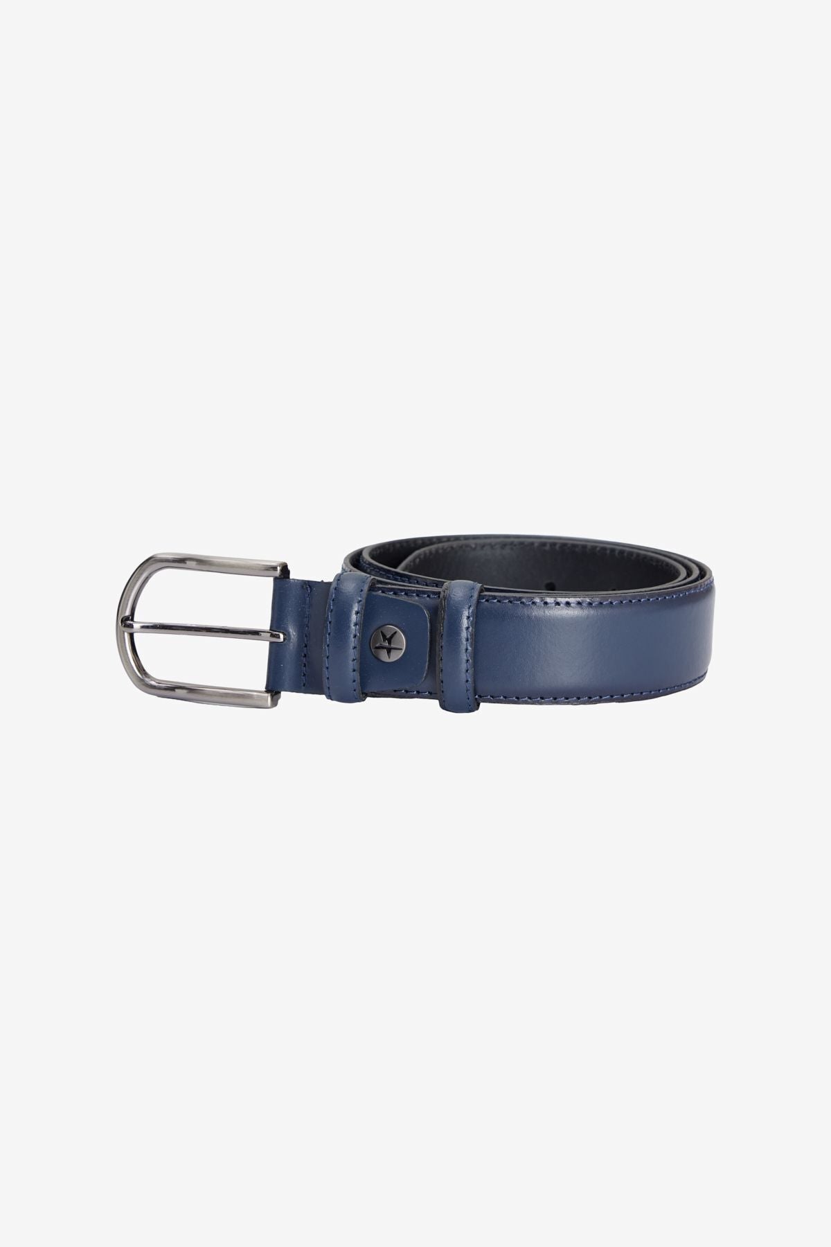 Male Navy Blue 100 %Leather Classic Belt