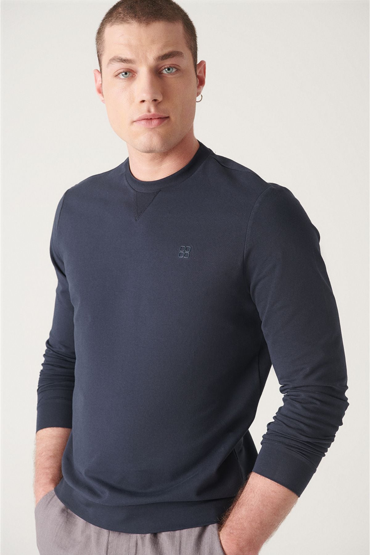 Men's Navy Sweatshirt Bike Cotton Cotton 2 -Trust Flexible Comfort Fit E001200