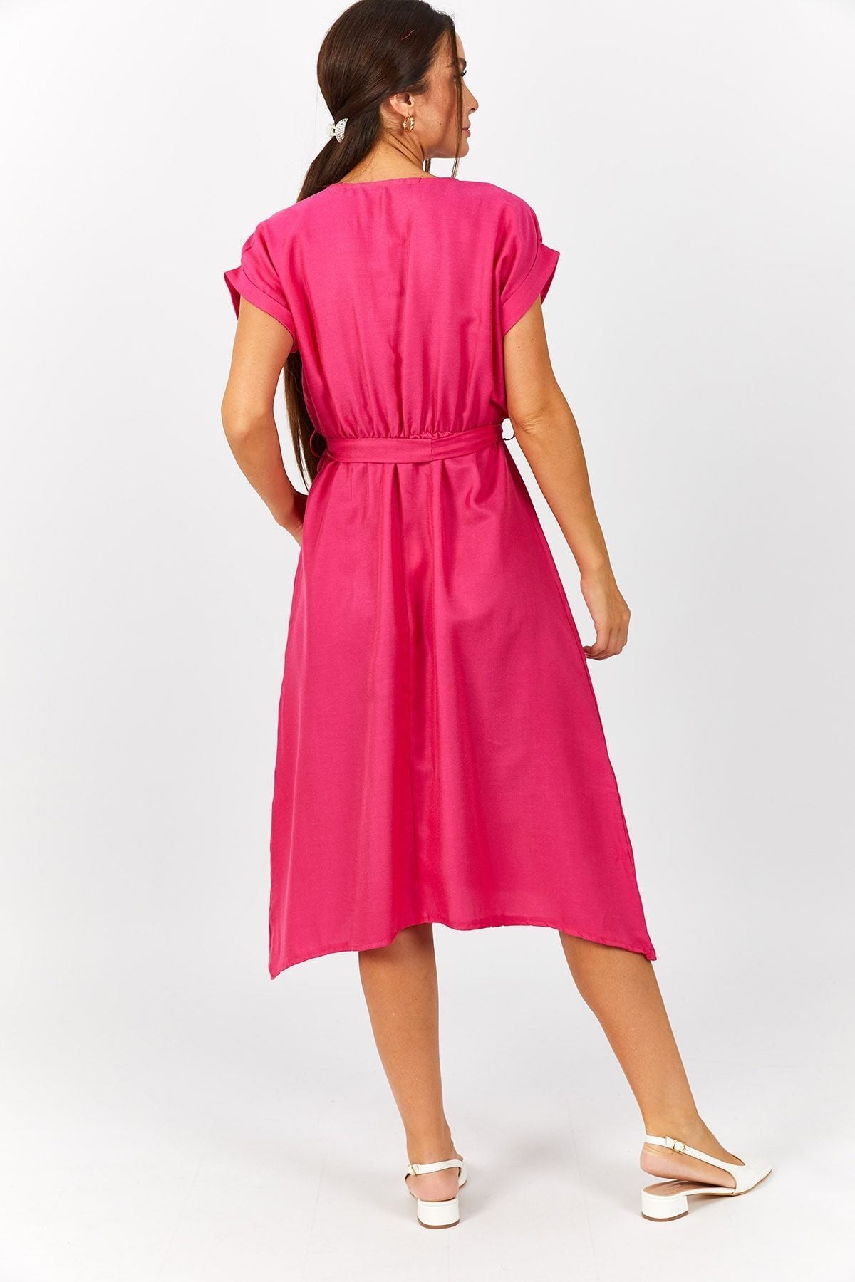 Women's Fuchsia waist tire-binding dress ARM-18Y001120