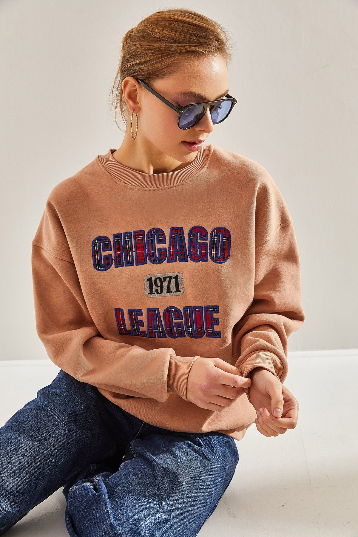 Woman Chicago Printed Three Yarn Sweatshirt