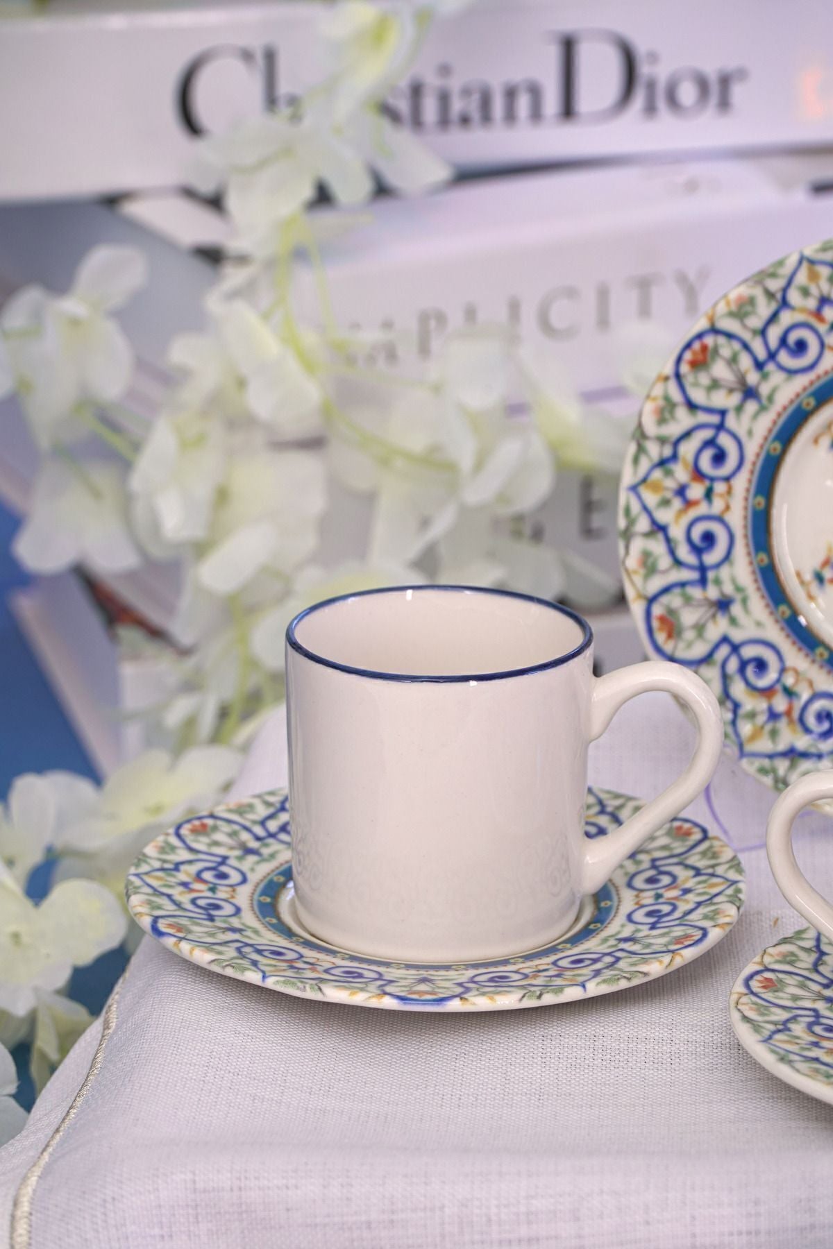 12 Piece with Palace Porcelain Coffee Cup Set for 6 people