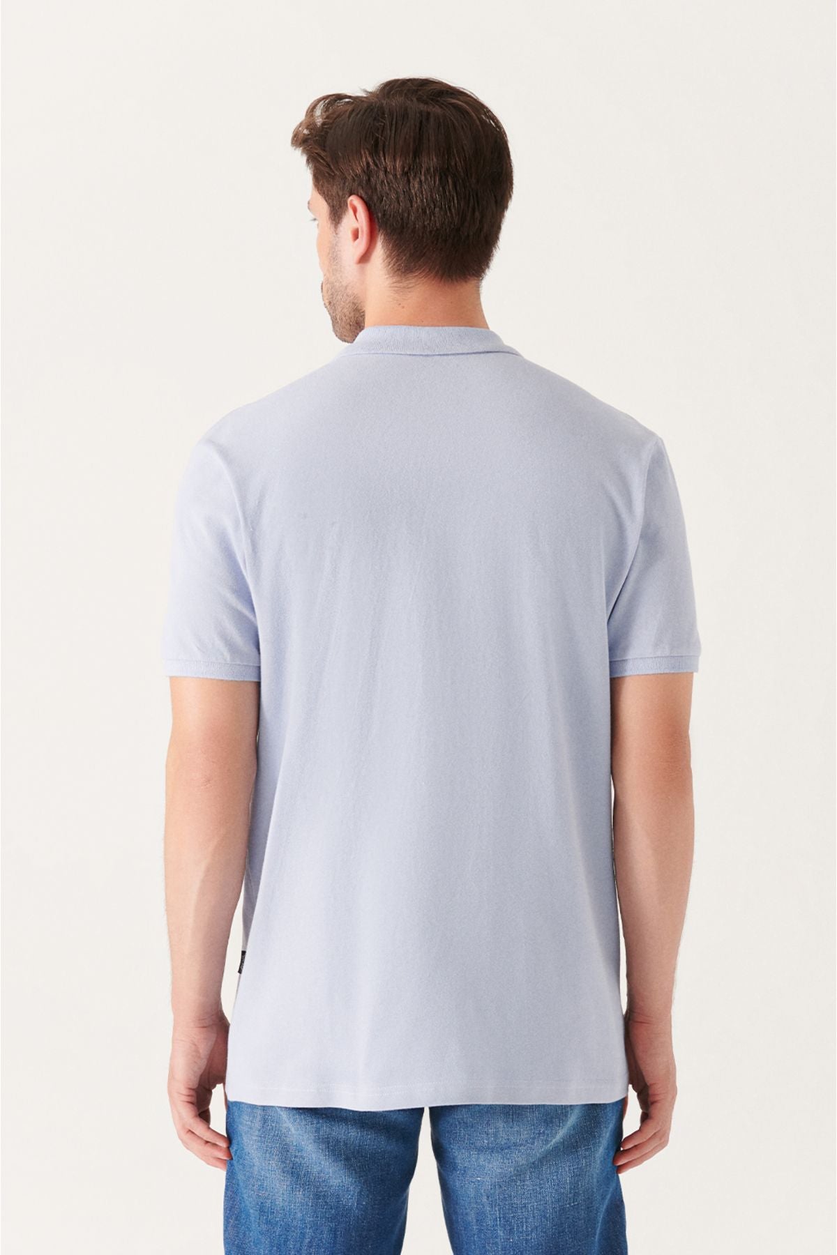 Men's light blue 100 %cotton cool, Polo Yaka T-shirt E001004