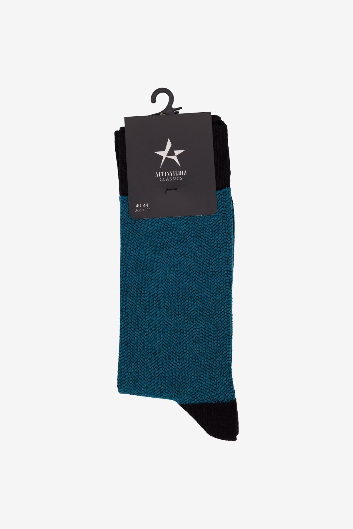 Men's petroleum-black patterned bambulu socket socks