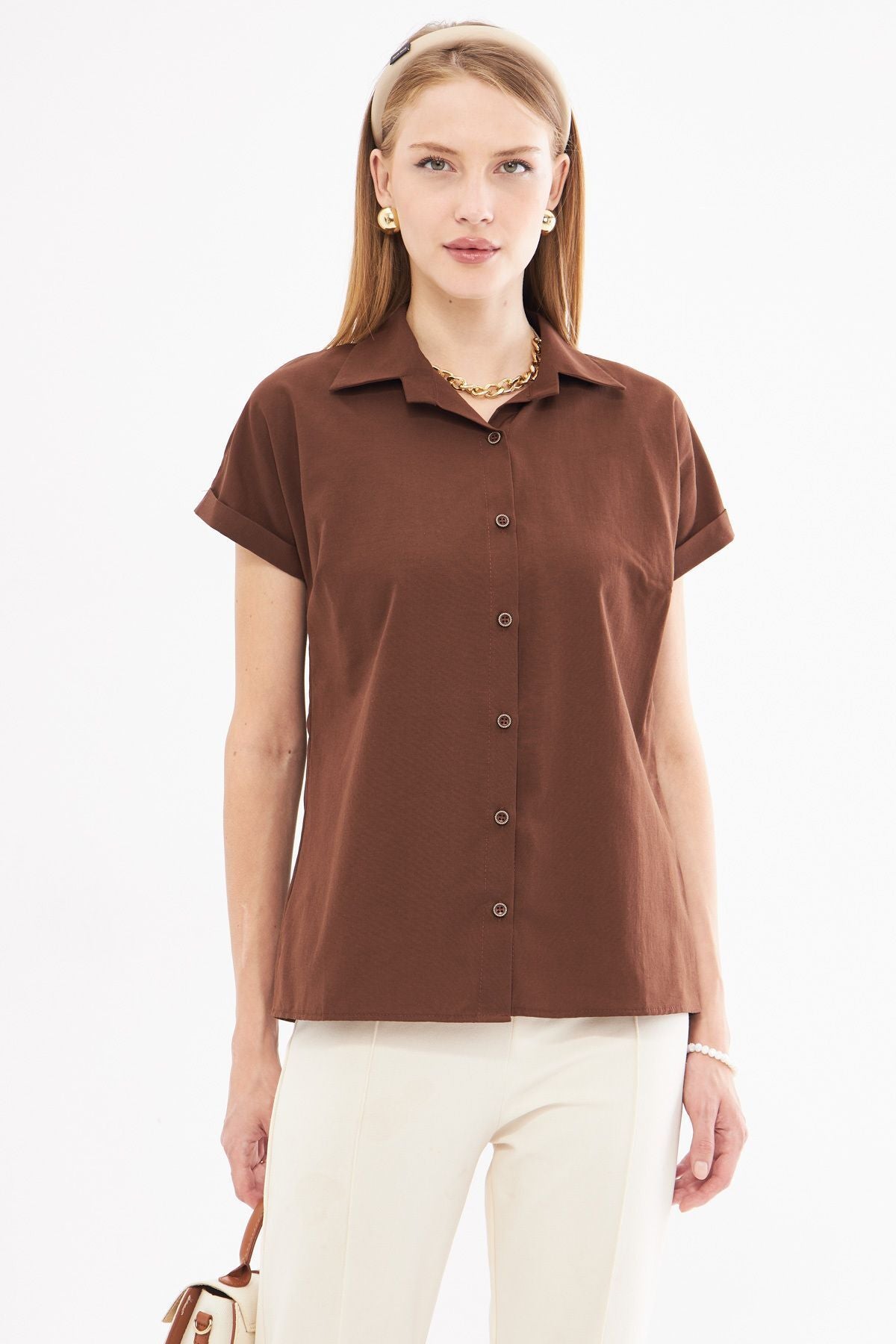 Woman Coffee Short Sleeve Shirt ARM-19Y001065