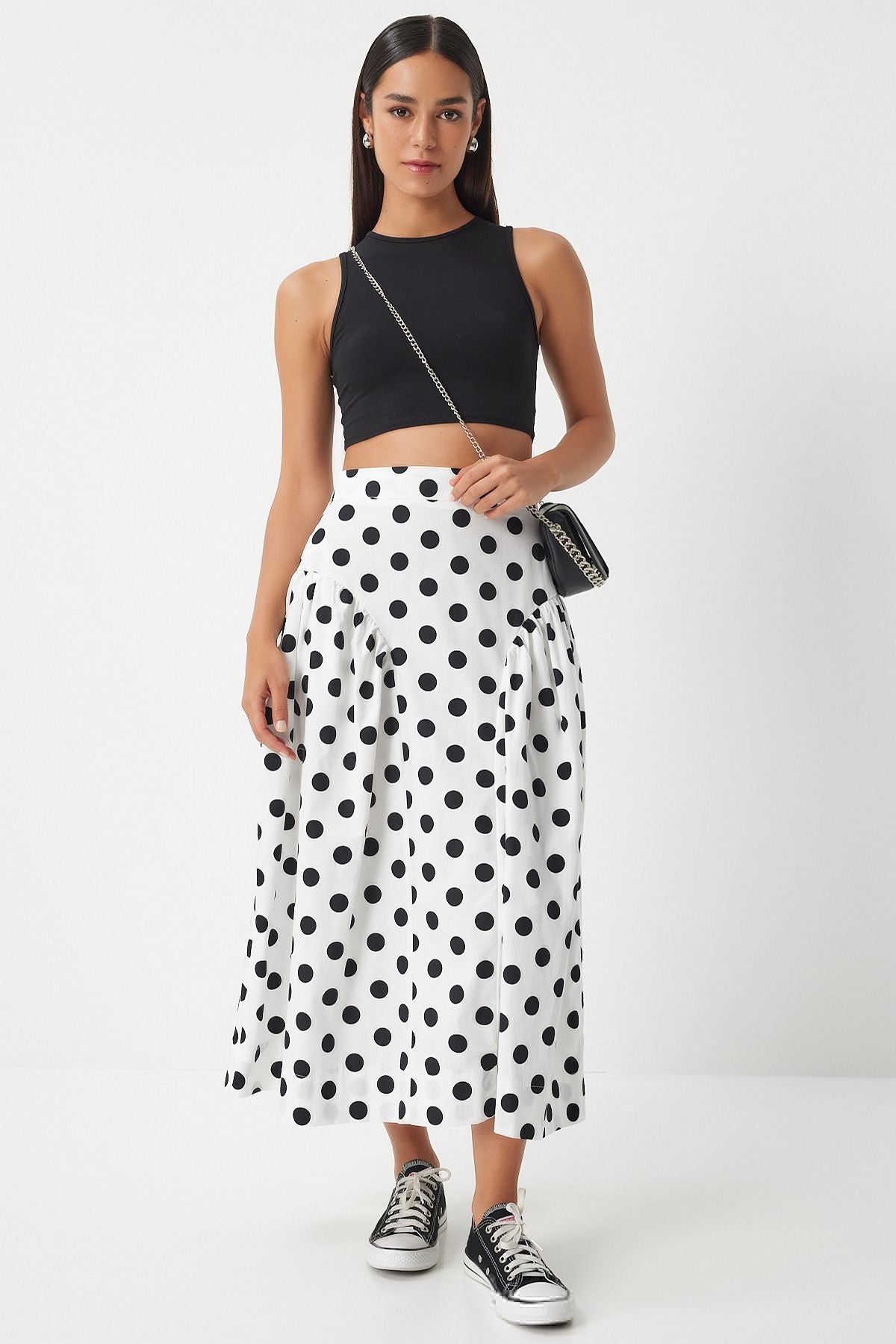 Woman White Point Summer Poplin Skirt WF00078