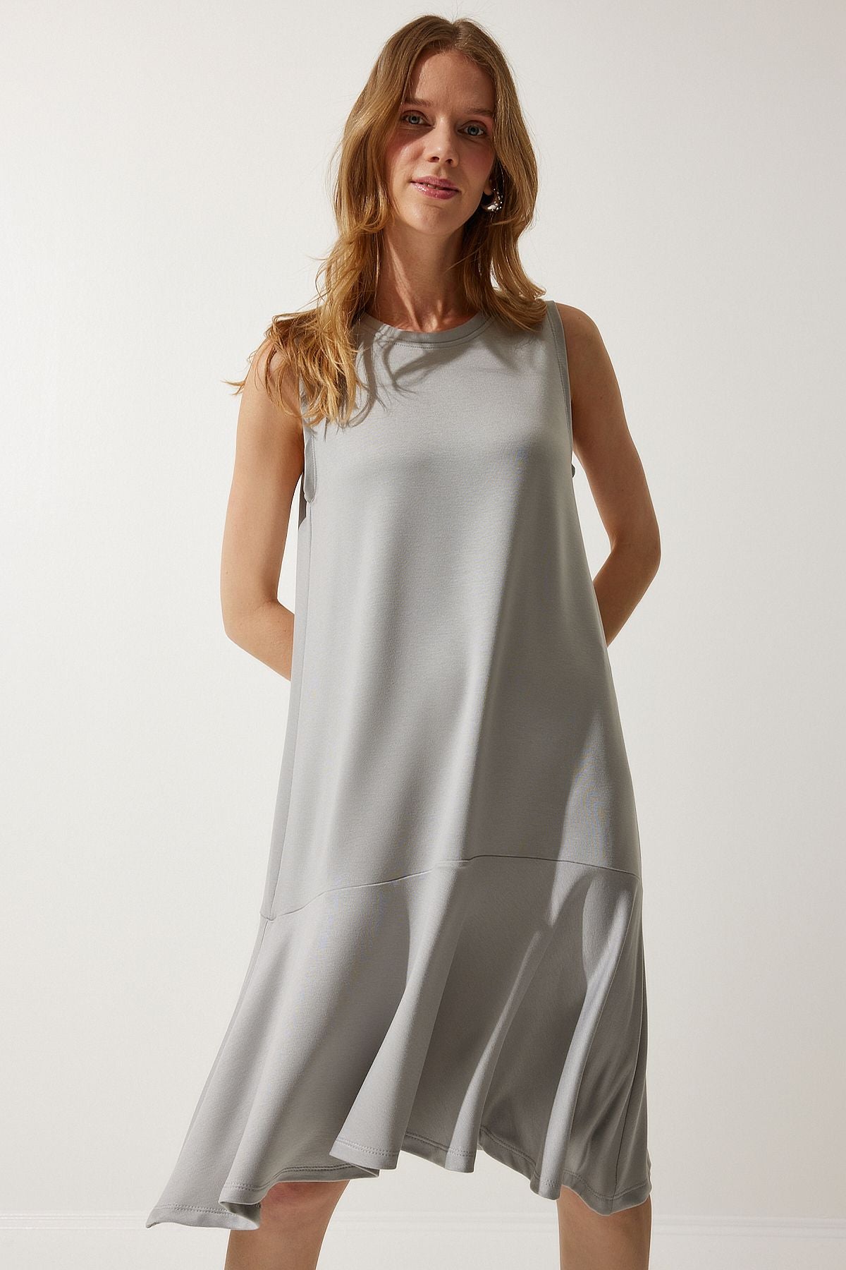 Women's Stone Gray Cycling Better knitted bell dress BF00089