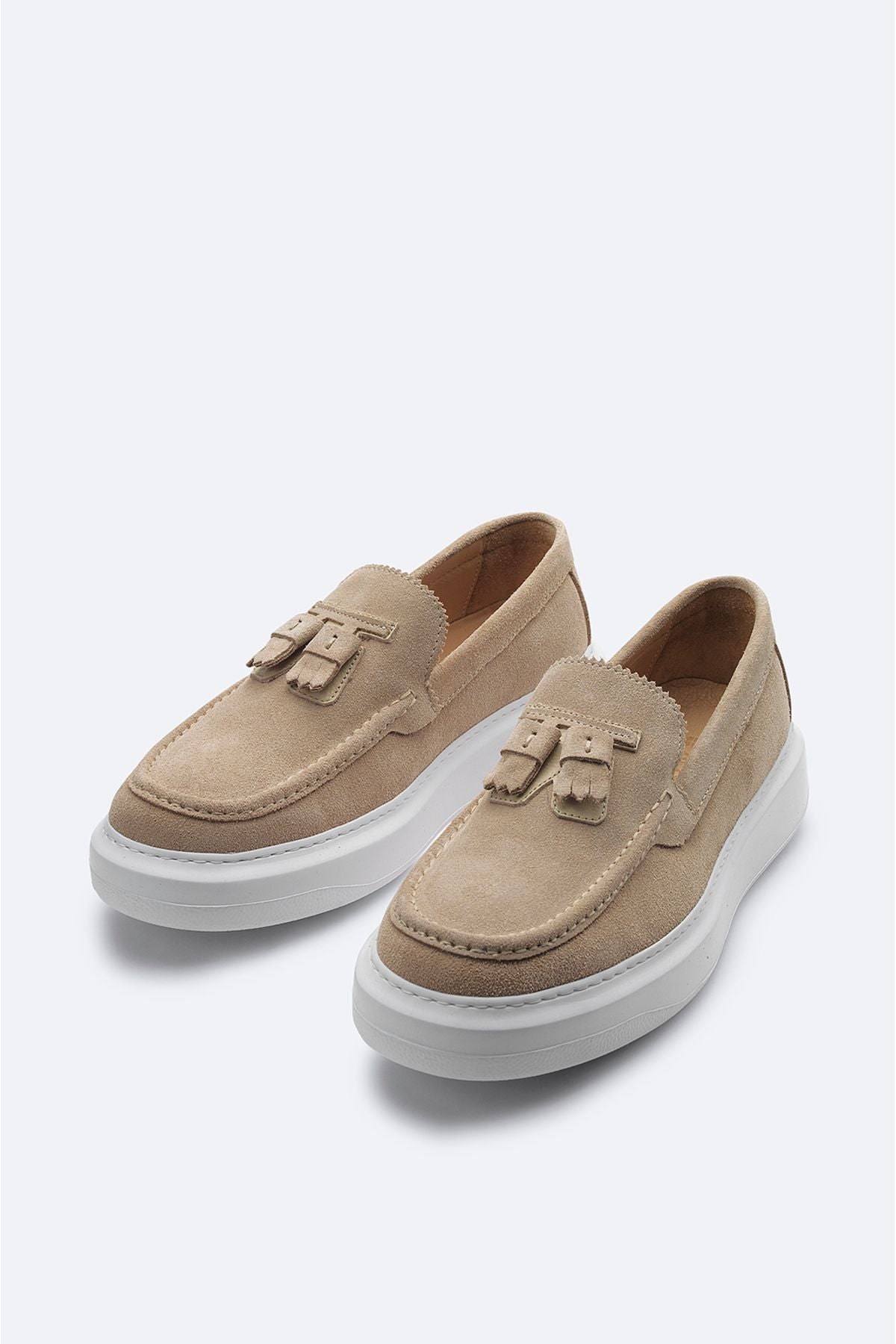 Men's Beige 100 %Süet Leather Macosene Shoes A41y8029