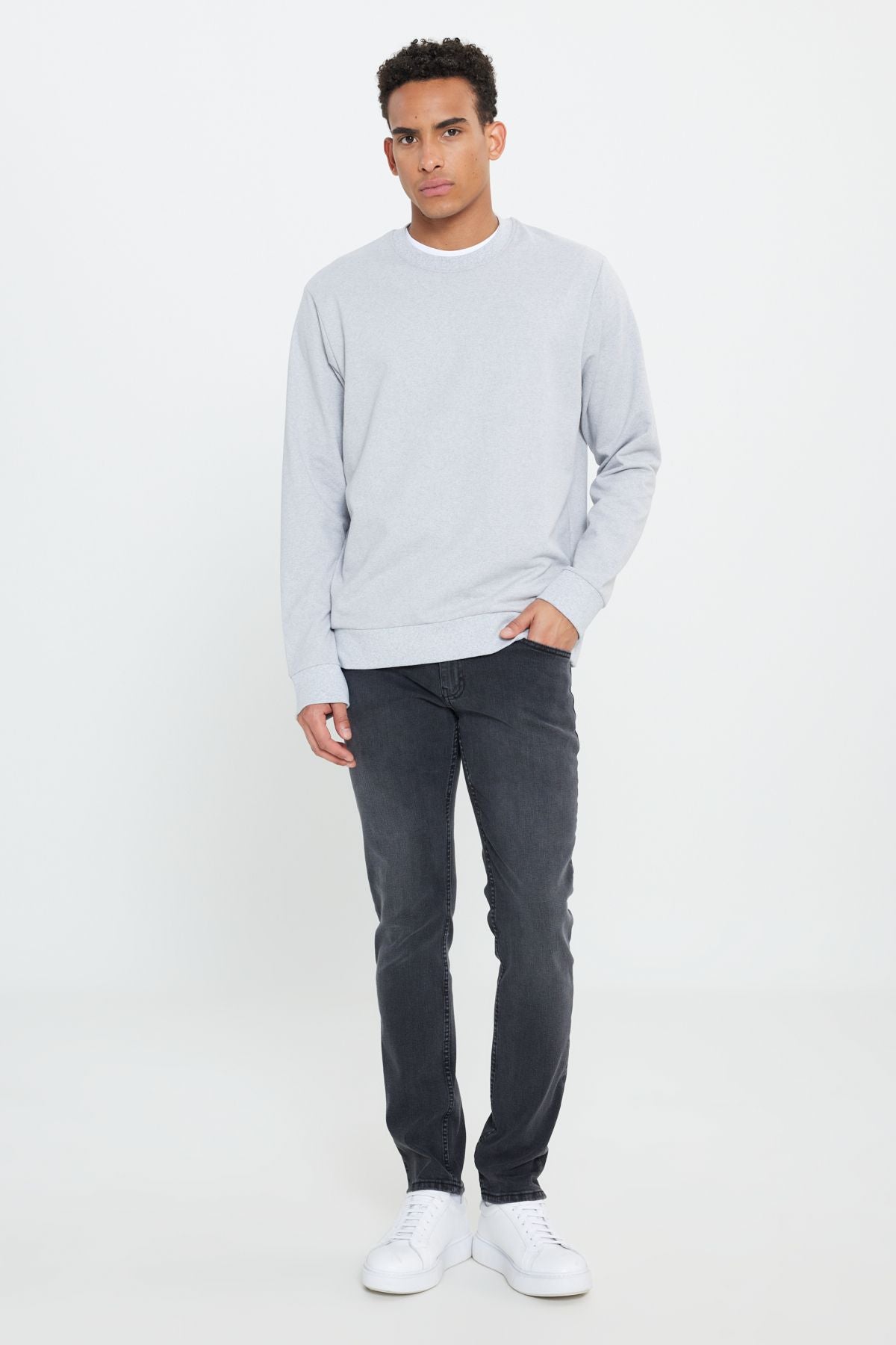 Men's Navy Blue-Gri Melanj 2 Pack Cotton Standard Fit Normal Normal Cut Bike Sweatshirt
