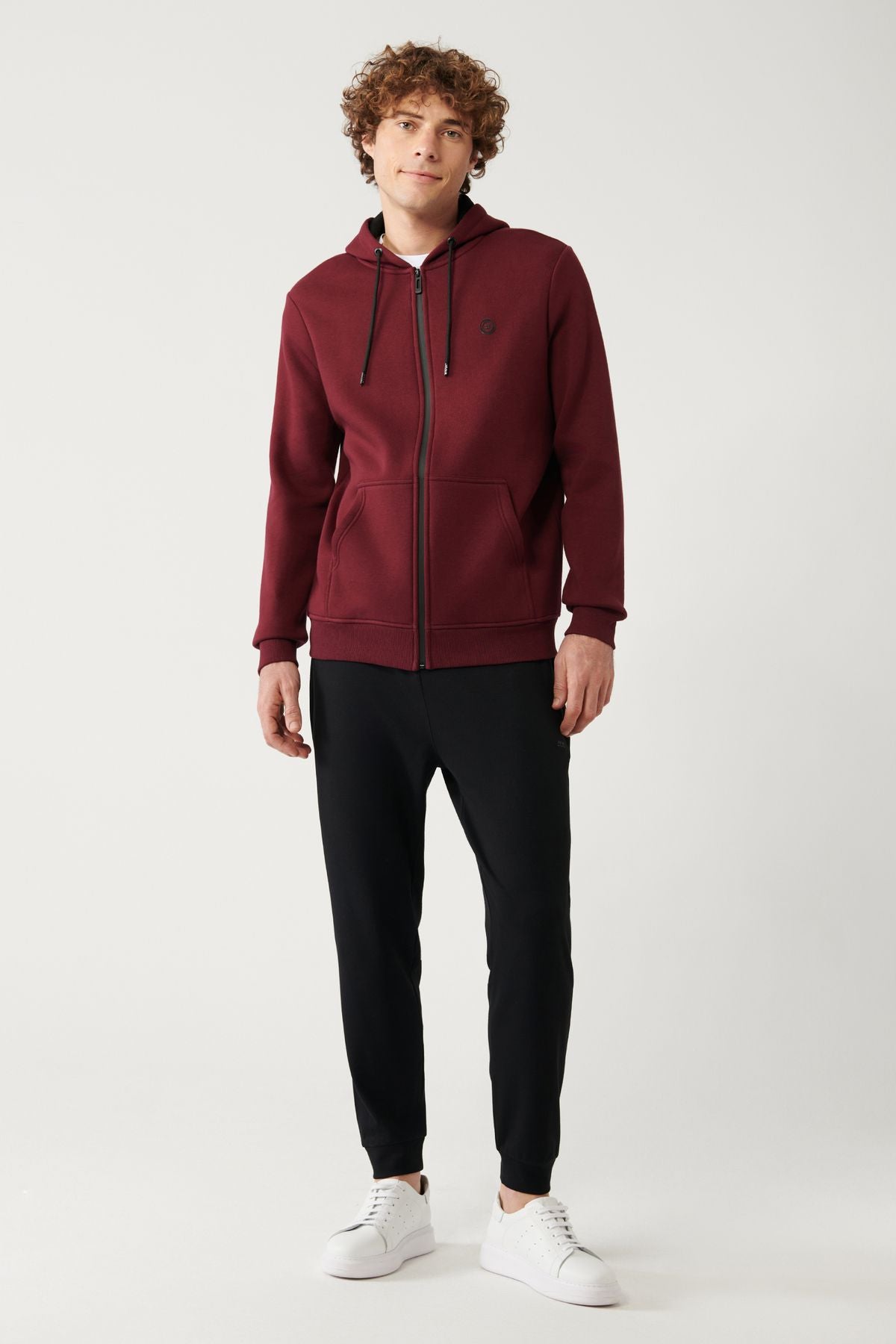 Men's Dark Bordeaux Hooded 3 -Triple Zippered Sweatshirt E001019