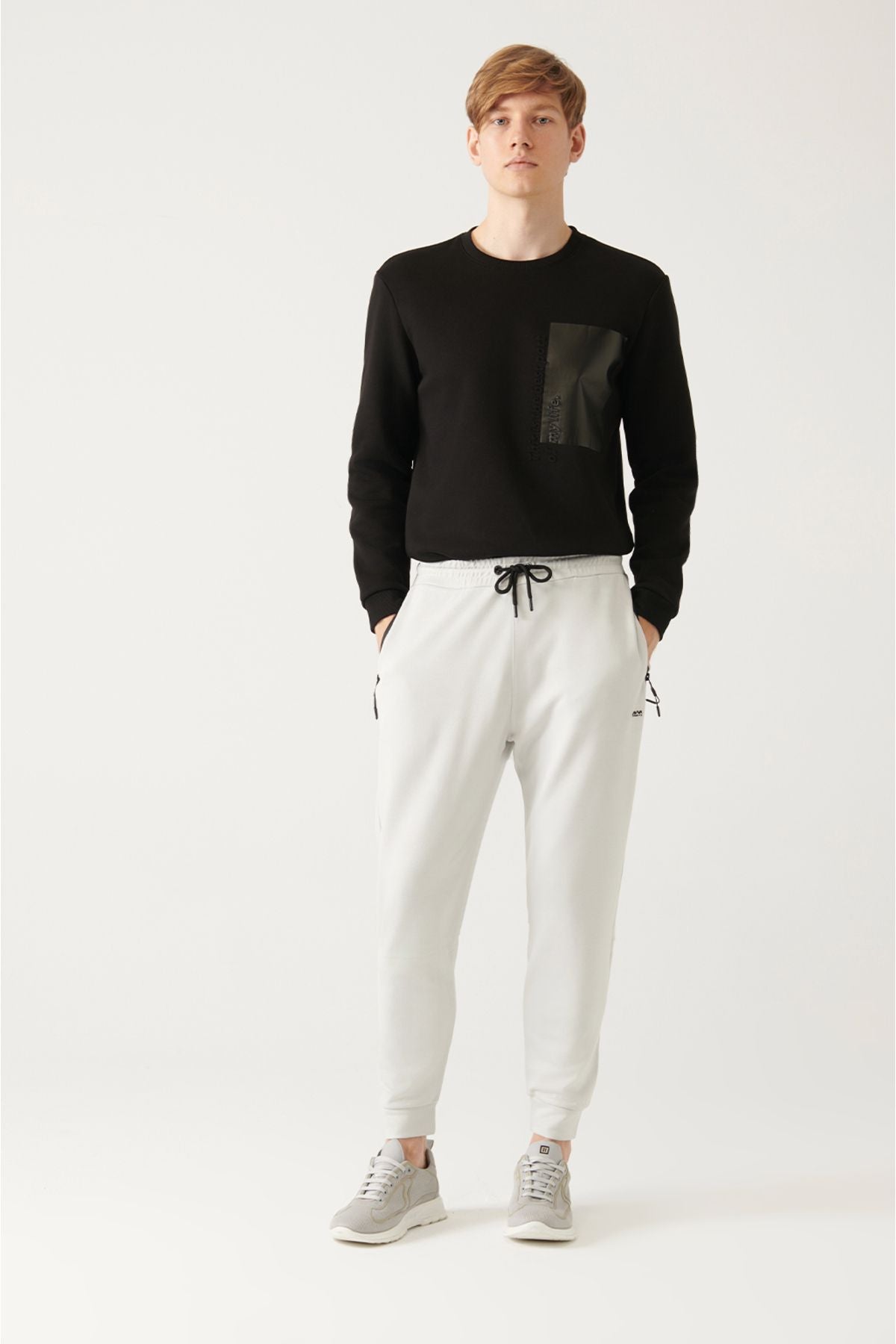 Men's Gray Waist Lacıklı Side Pocket Paçası Tire Tracksuit Six A31y3400