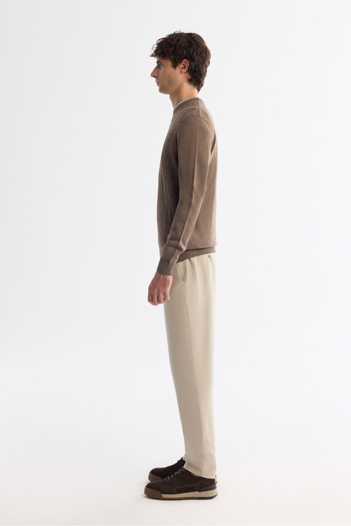 Men's mink bike collar textured knitwear sweater E005110