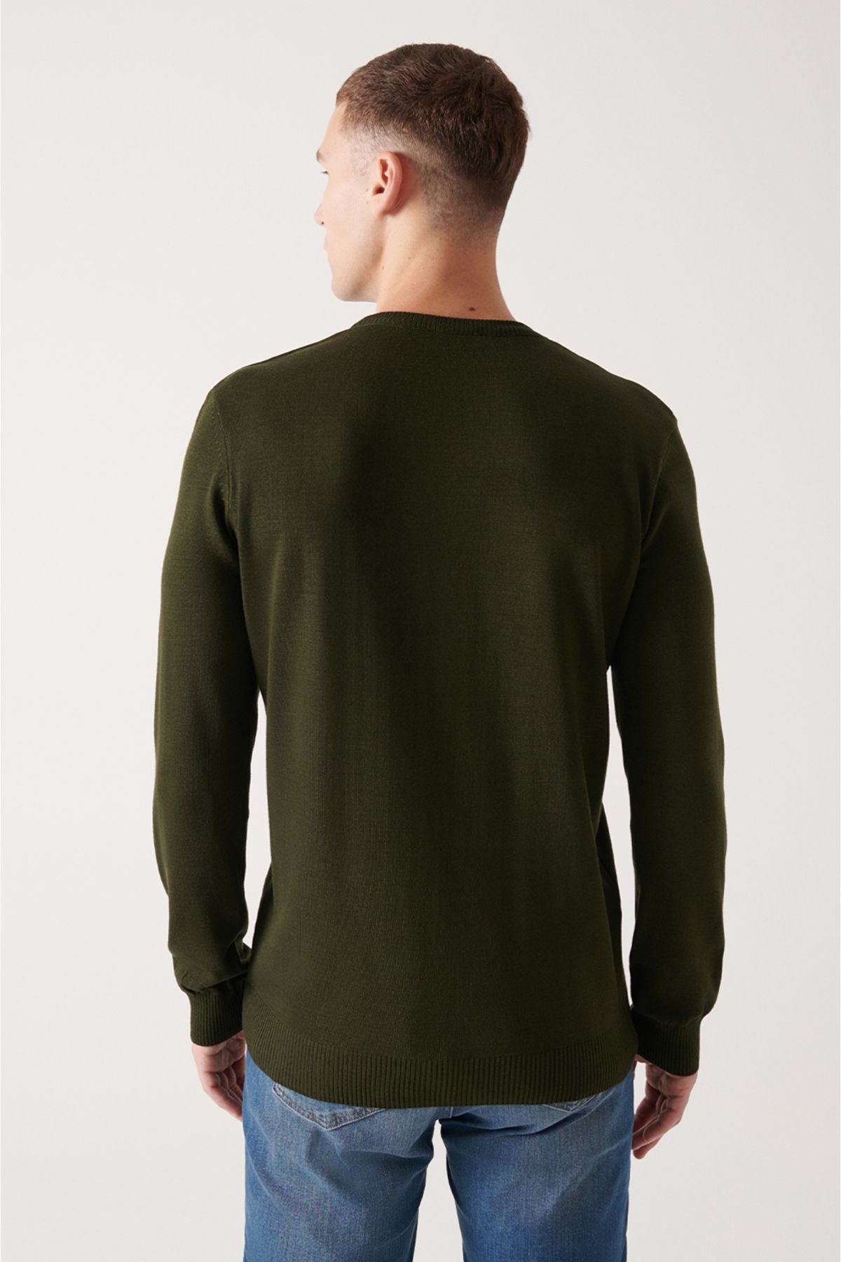 Men's Dark Khaki Bicycle Collar Follow -up knitwear sweater E005000