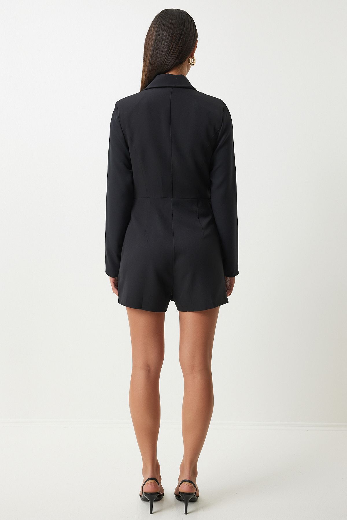 Female Black Cruve Collar Boyfriend Dress Jacket FN03220