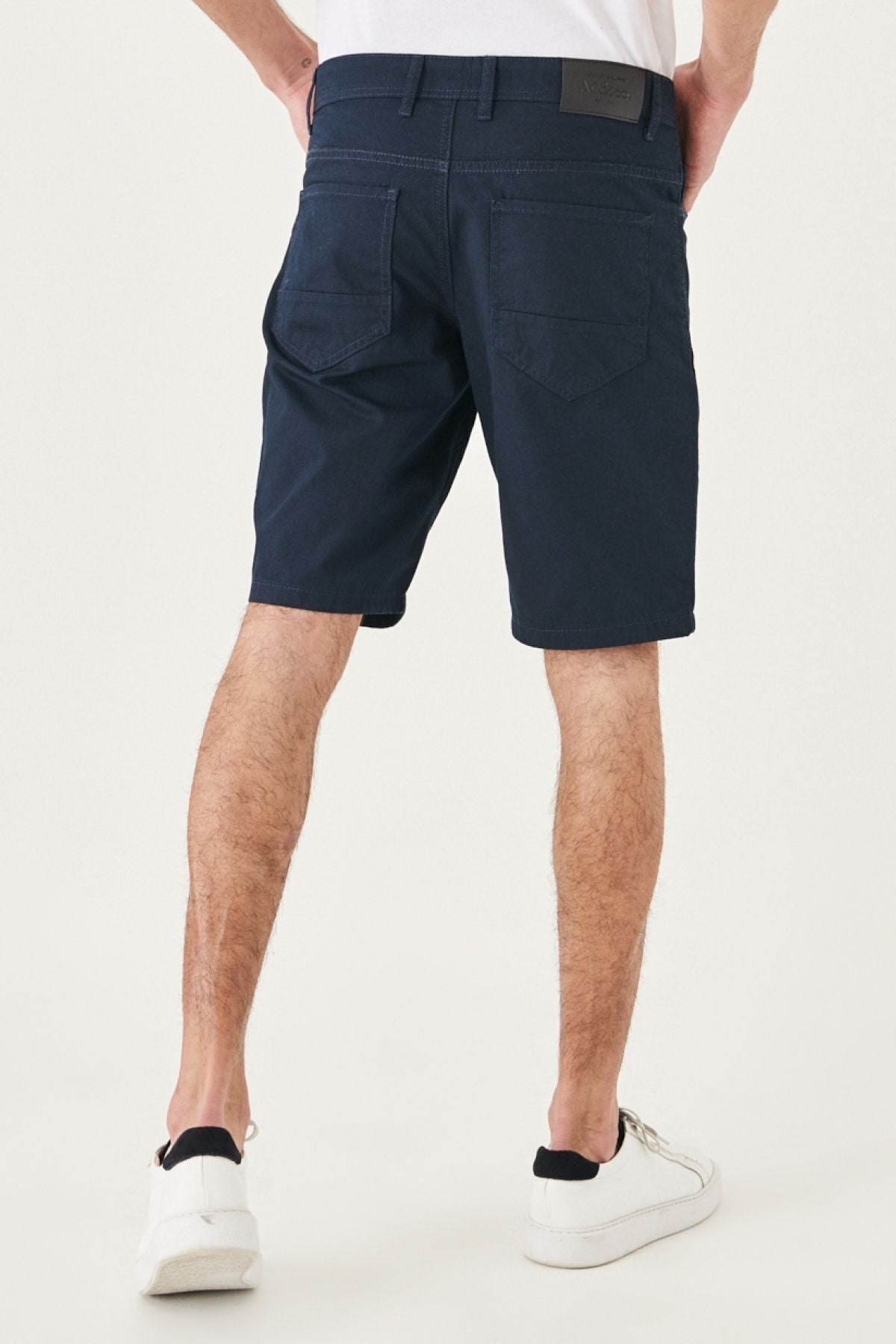 Men's Navy Blue Slim Fit Narrow Cut Amelery 100 %Cotton Casual Chino Shorts