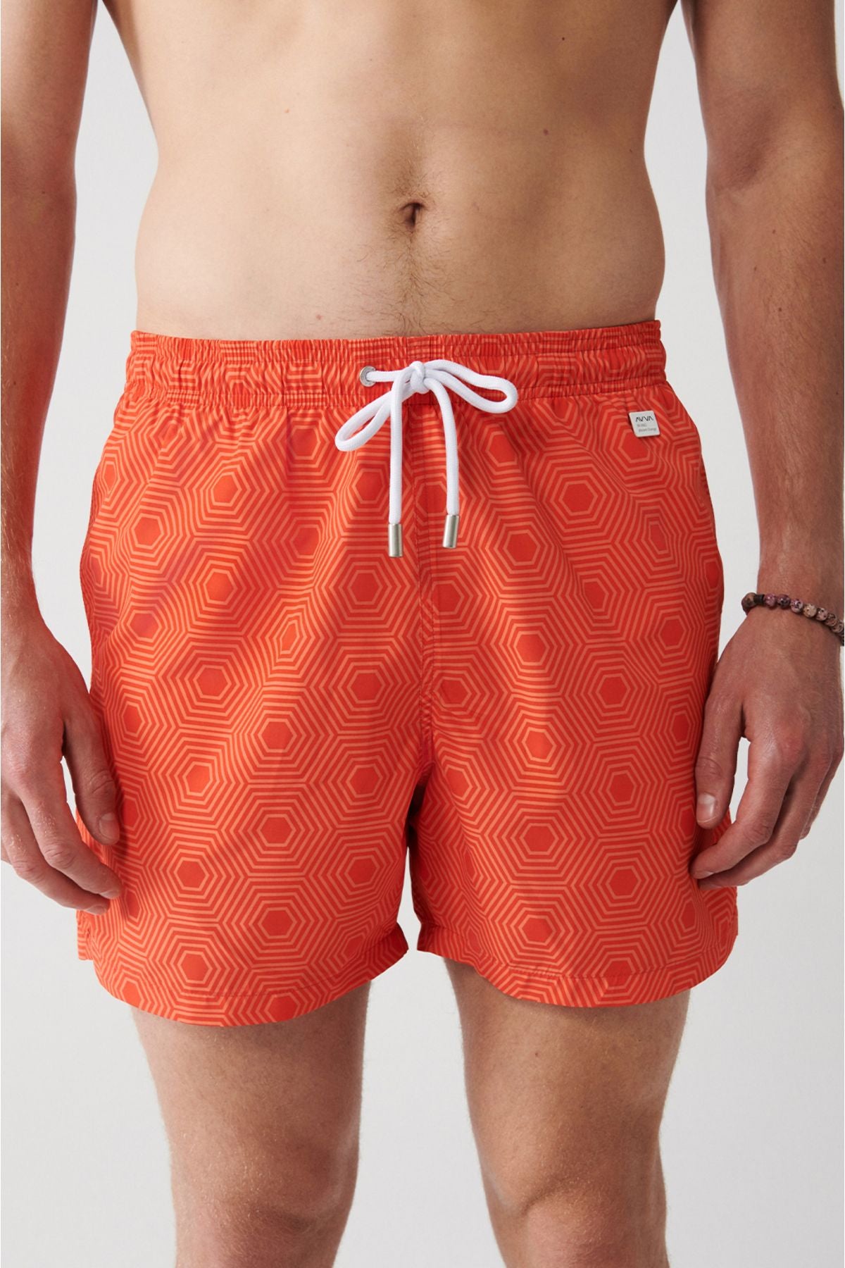 Orange fast -drying geometric printed standard size special box Comfort Fit Mayo Sea Short