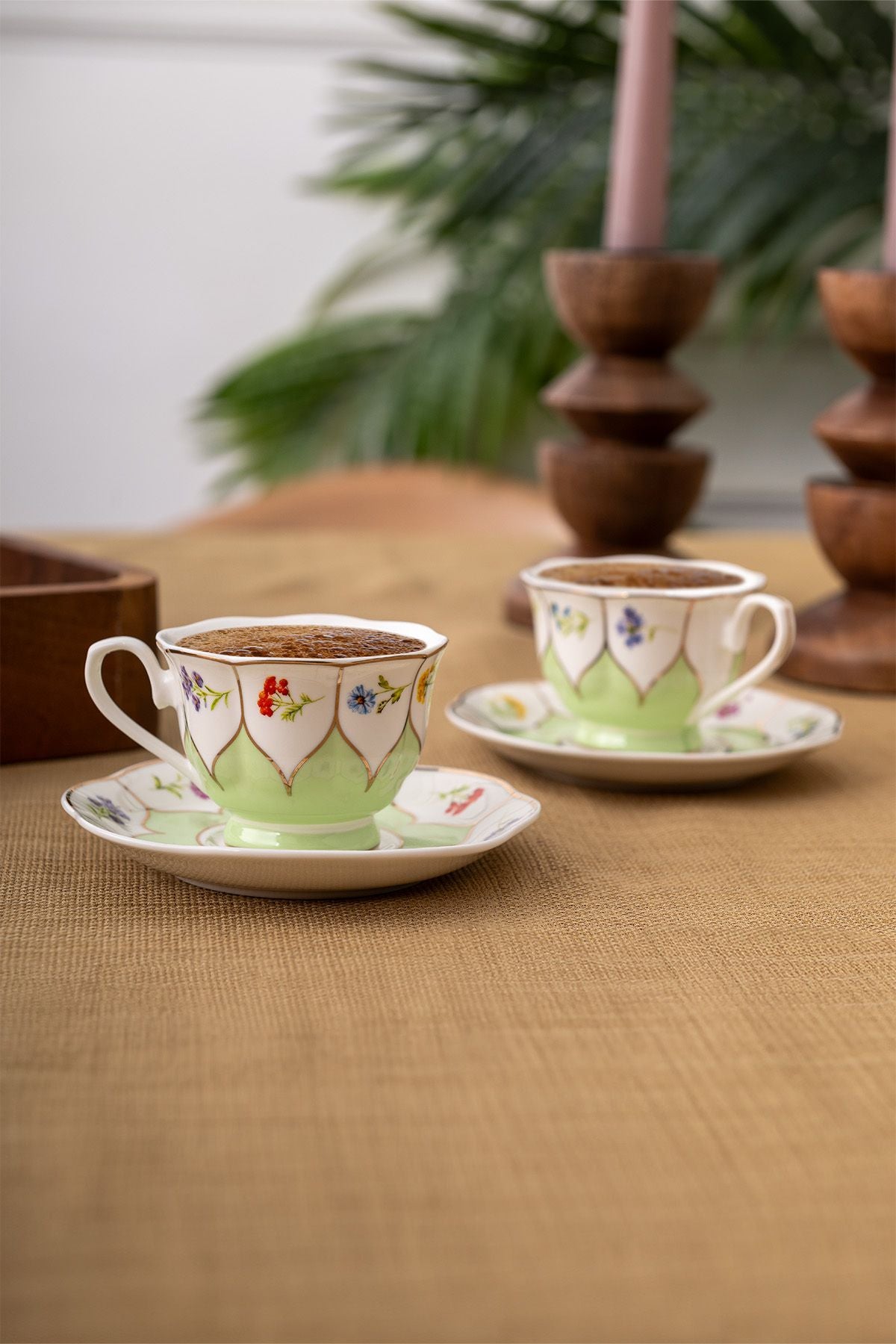 Wildflowers Coffee Cup Set for 2 people Green 80 ml