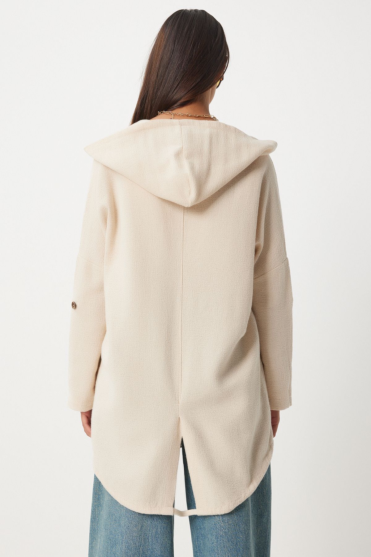 Female cream hooded overwheeling jacket gp00007