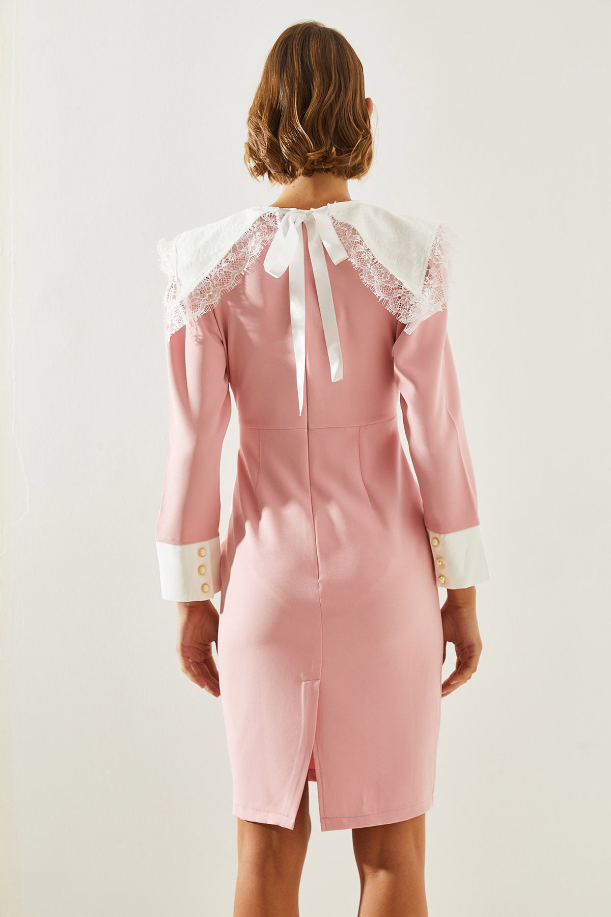 Female headline detailed mobile collar fit cut dress 21304 60251706