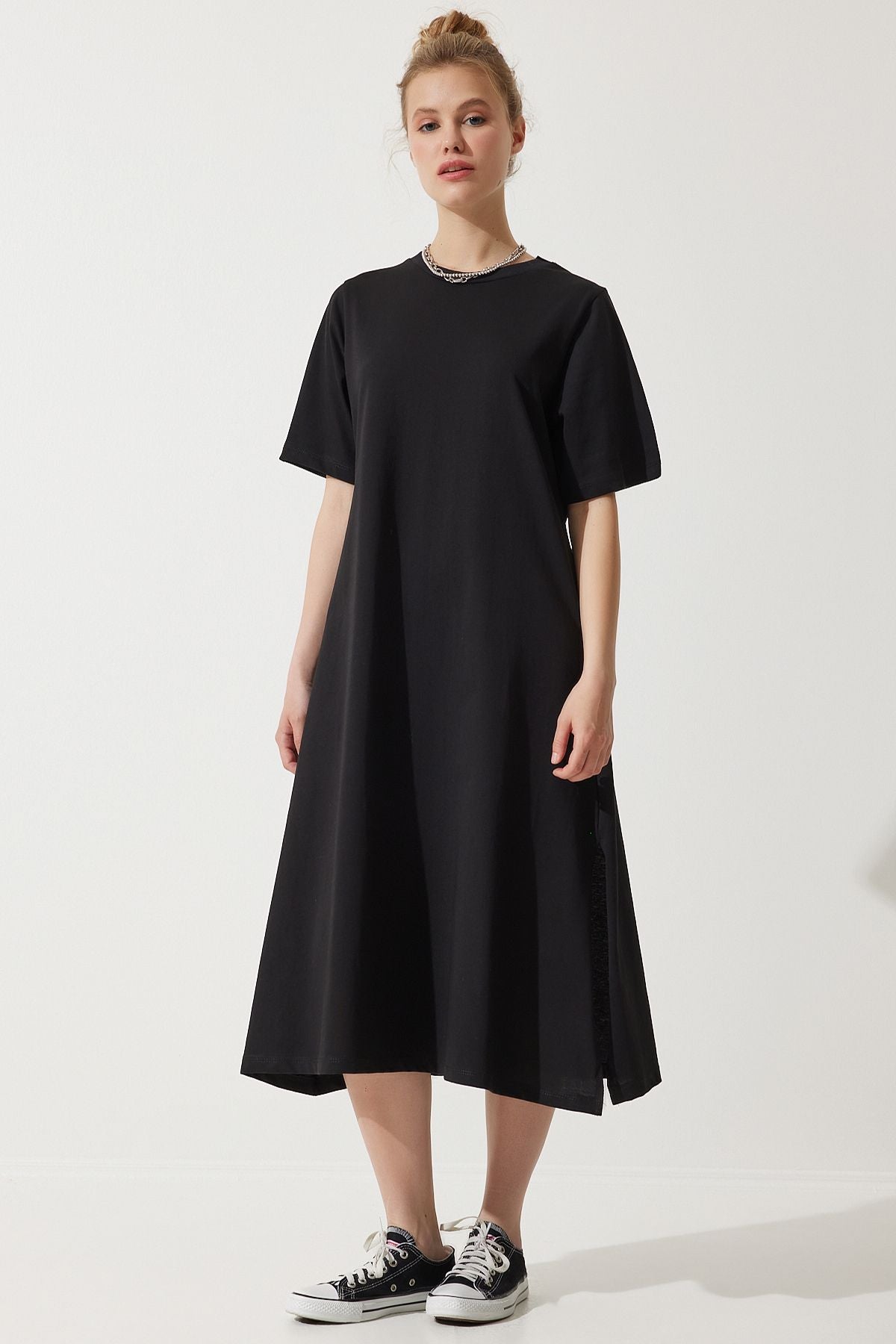Female black bike collar with plenty of relaxed combed dress BP00158