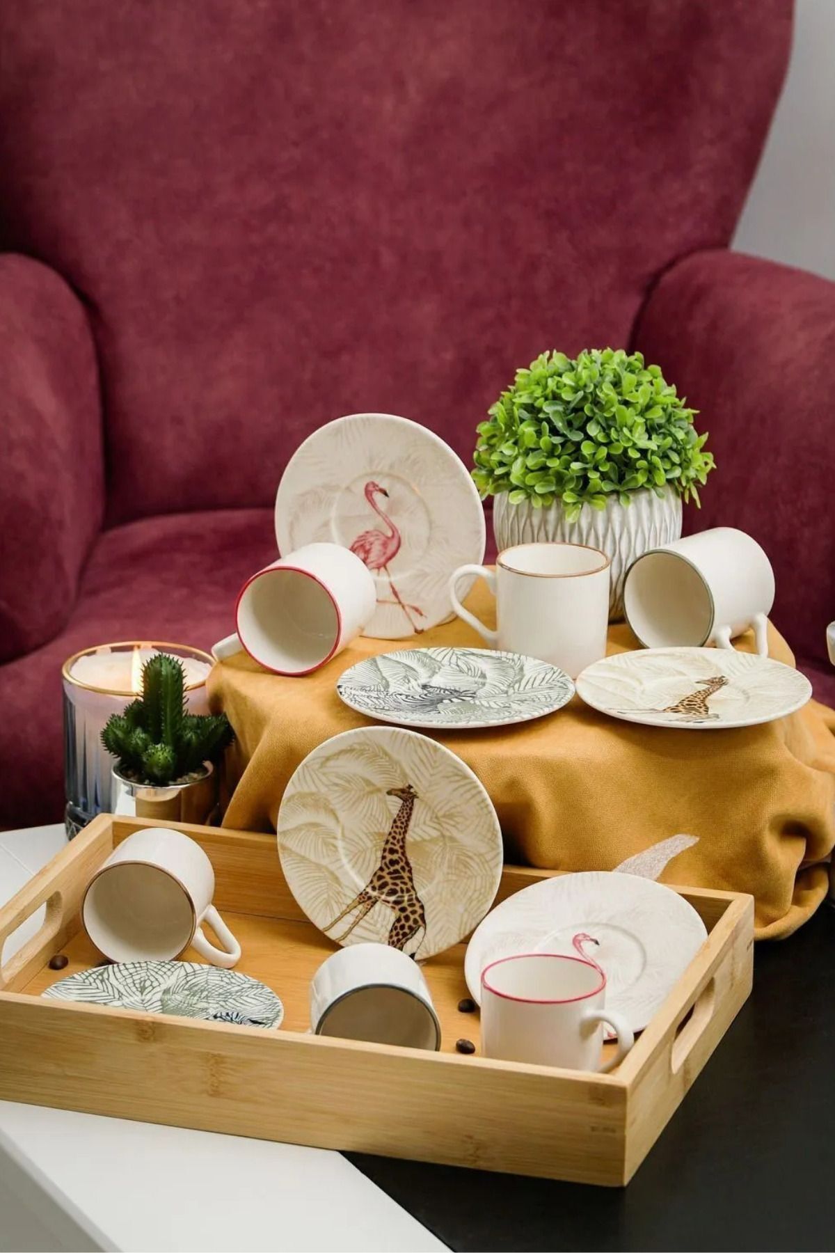 Nature 12 Piece Porcelain Coffee Cup Set for 6 people