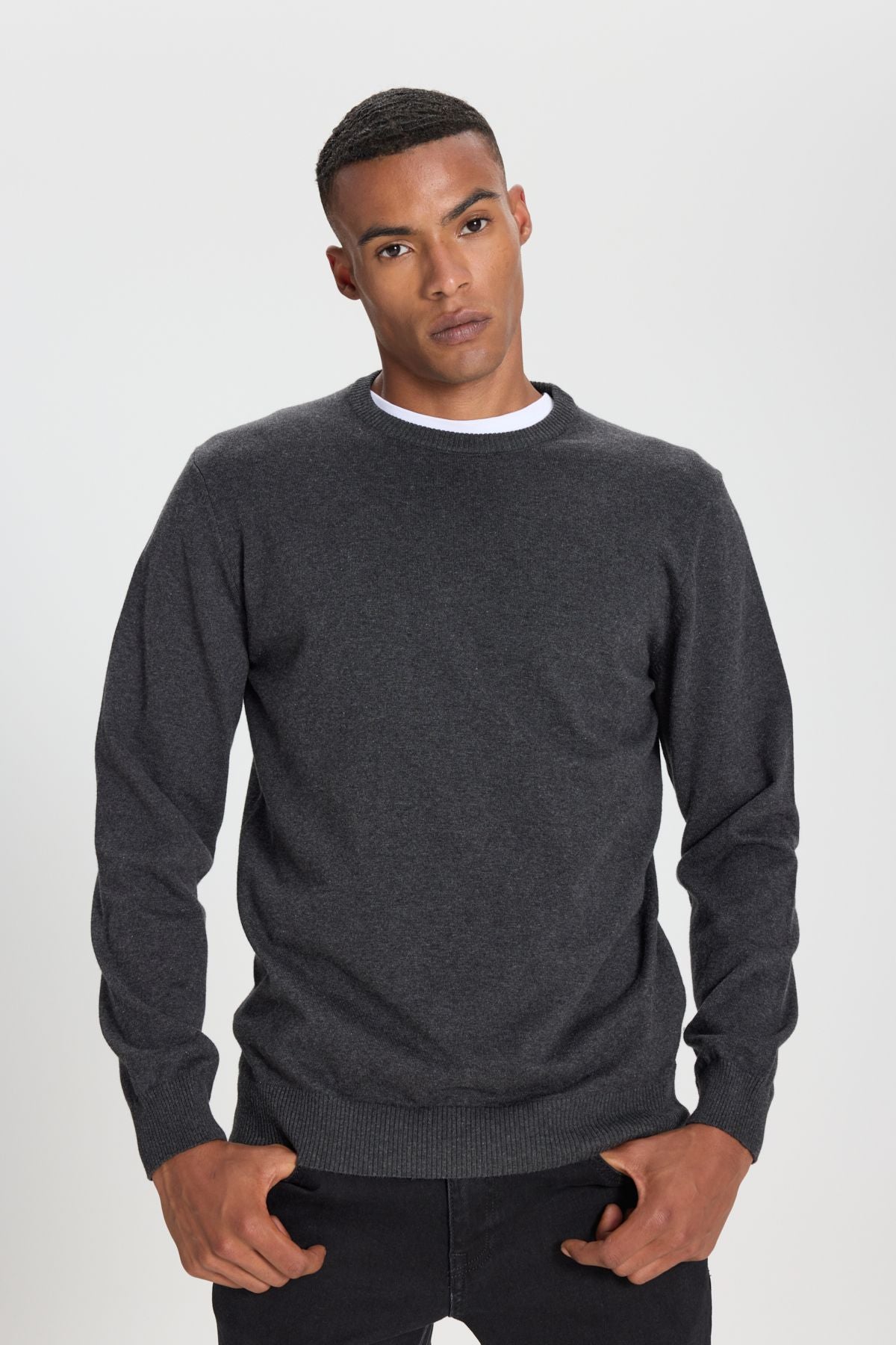 Men's anthracit-melanj cotton standard fit Normal Cut Normal Cycling Cyclos Knitwear Sweater