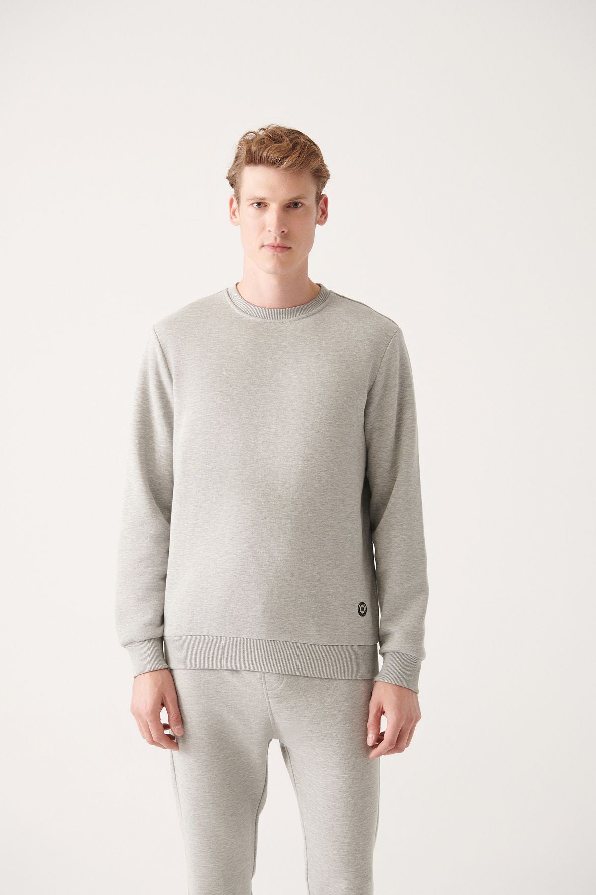 Men's Gray Bicycle Collar 3 IP Cotton Sweatshirt E001017