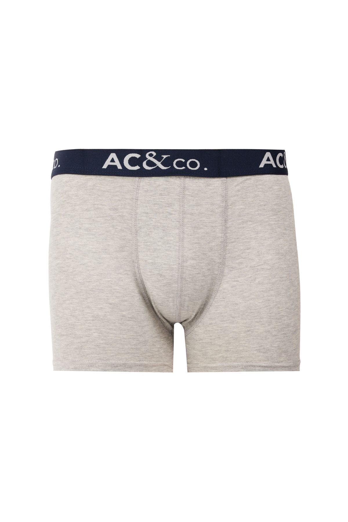 Men's Navy-Gray Cotton Patterned Patterned 3-Plot Boxer Package