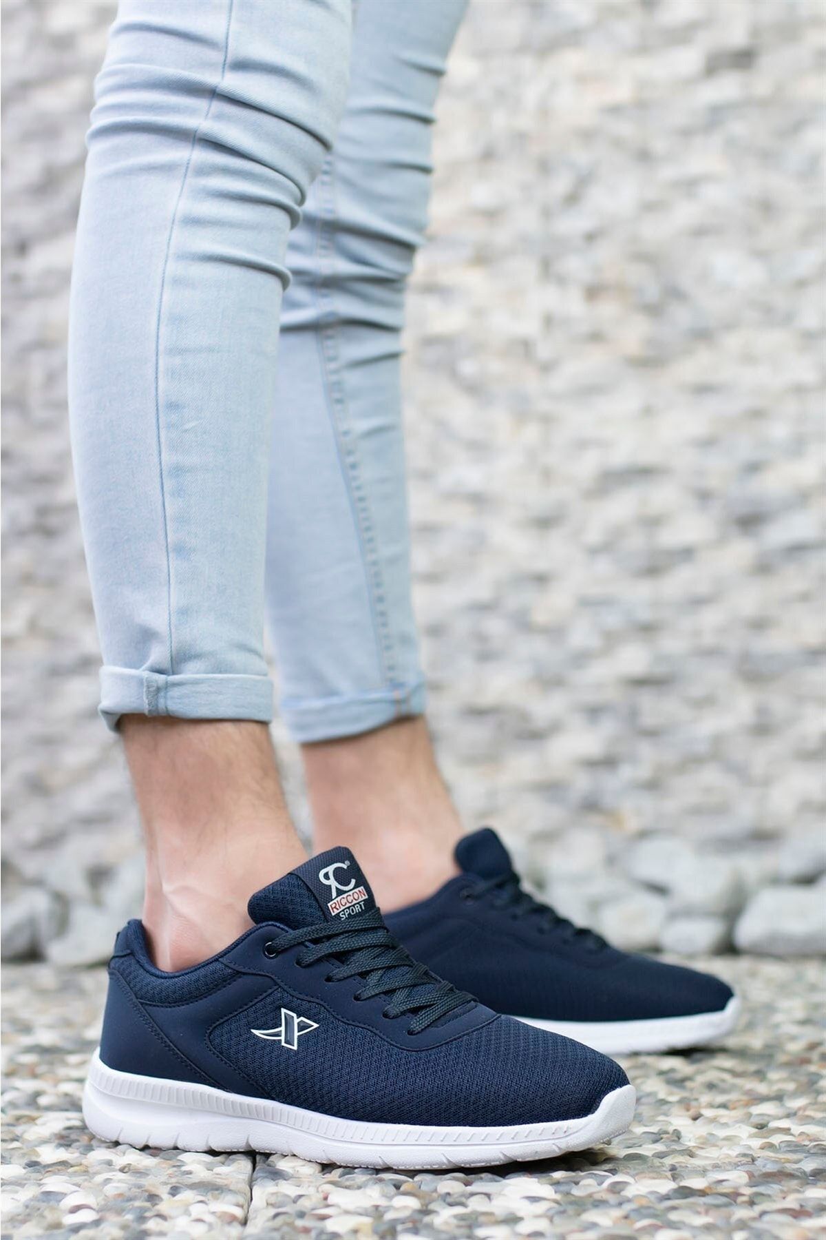 Navy blue white unisex ultra light sneaker 0012065