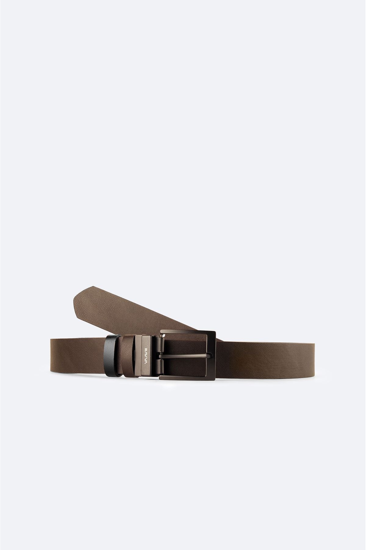 Men's black-coffee double-sided leather belt A42y9307