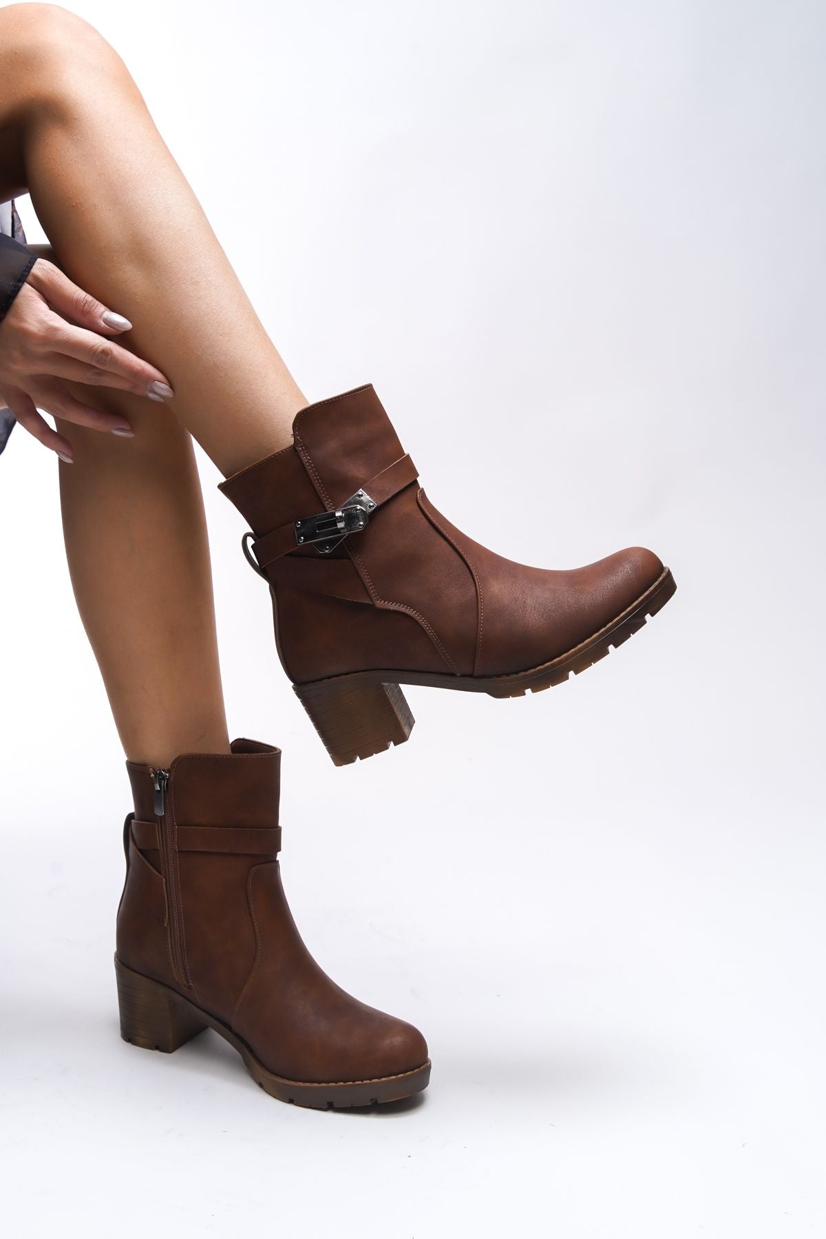 Iverolia Key Detailed Heels Bot 0012790 Matte Taba