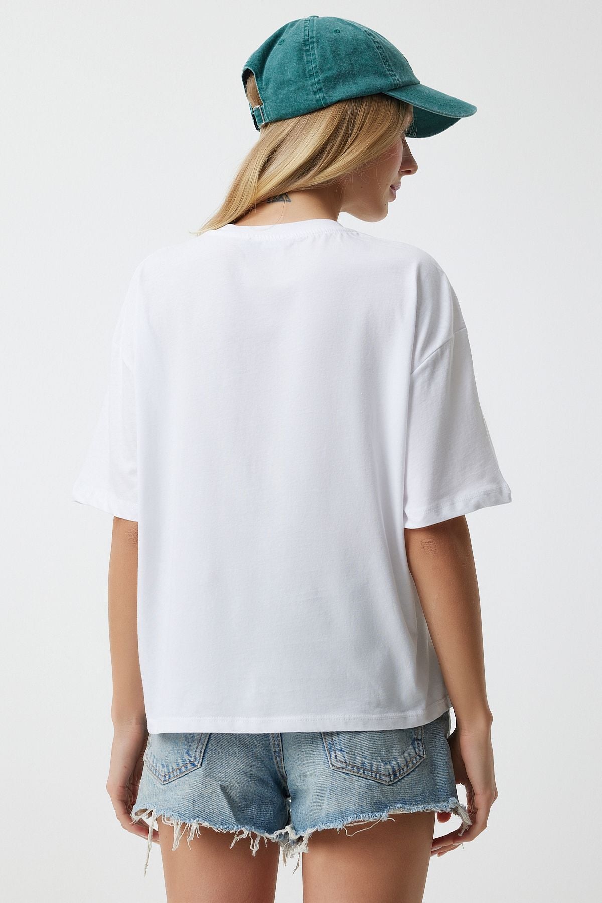 Woman White Printed Oversize knitting t-shirt DD01326