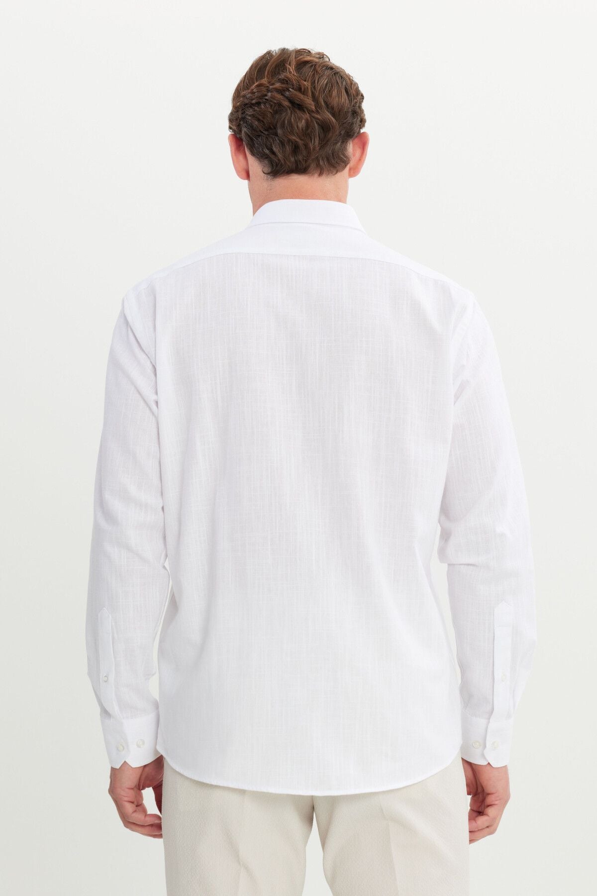 Men's White Comfort Fit comfortable cut hidden button collar 100 %cotton pennant shirt