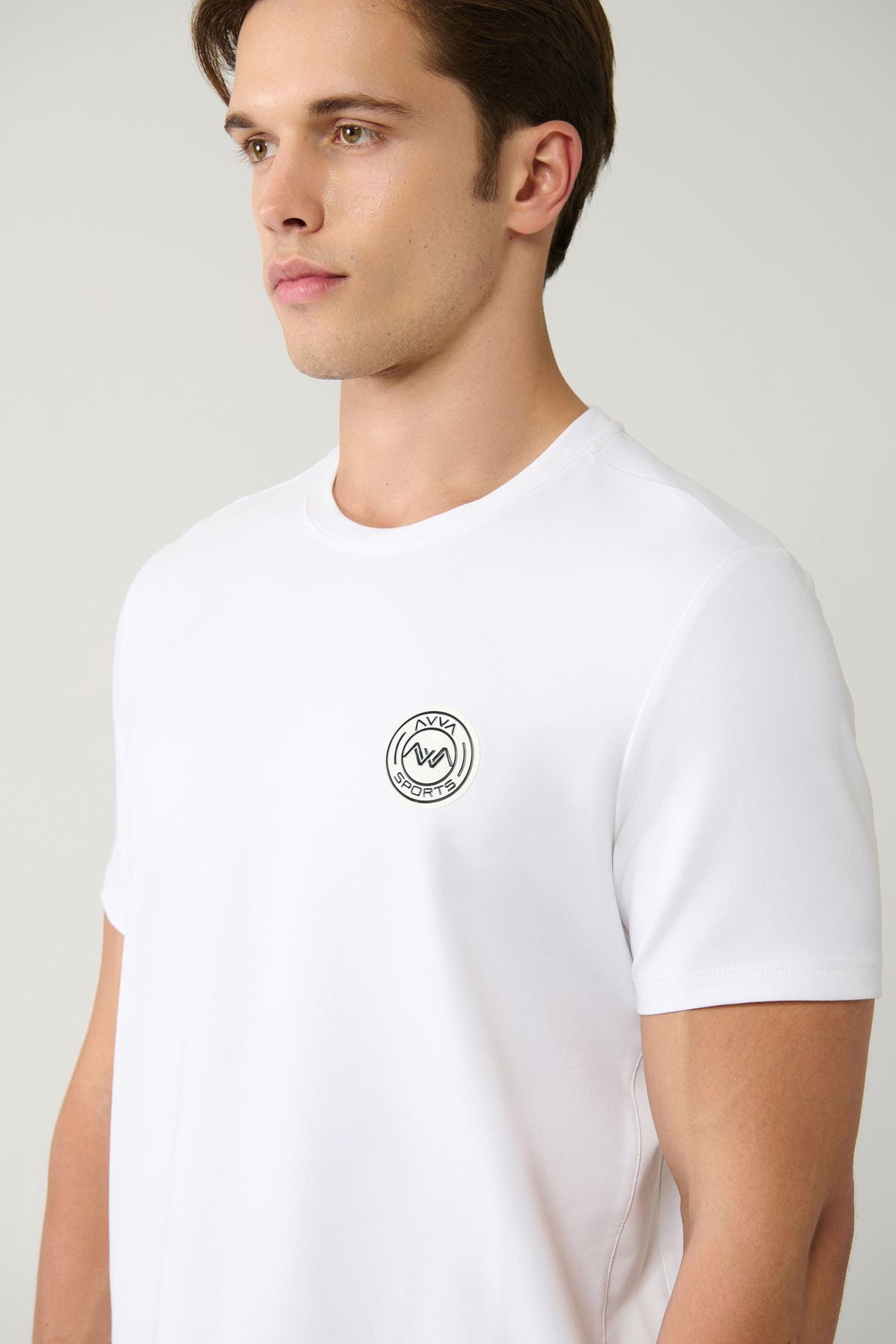 Men's White Bicycle Collar Printed T-Shirt A31y1095