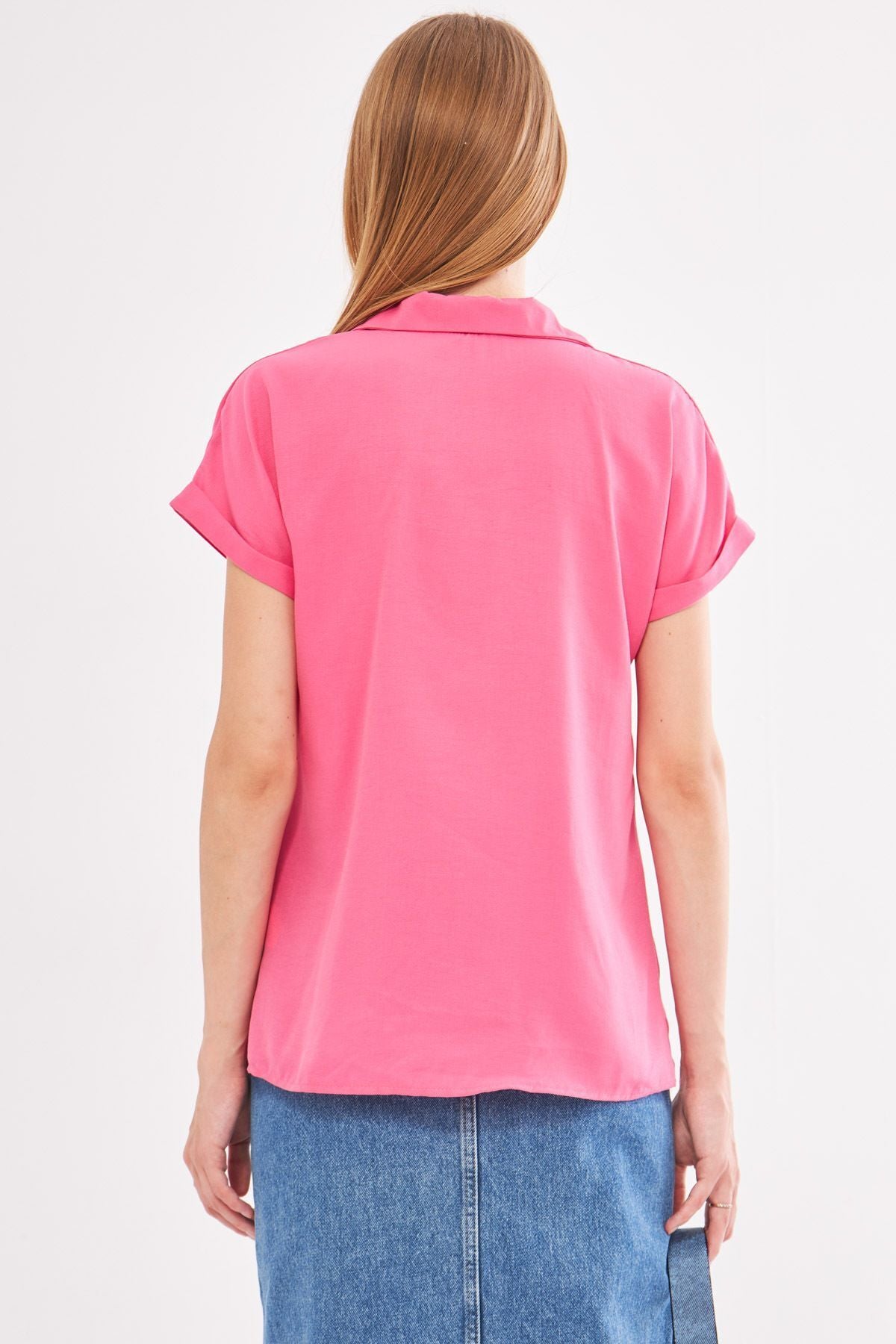 Woman Pink Short Sleeve Shirt ARM-19Y001065