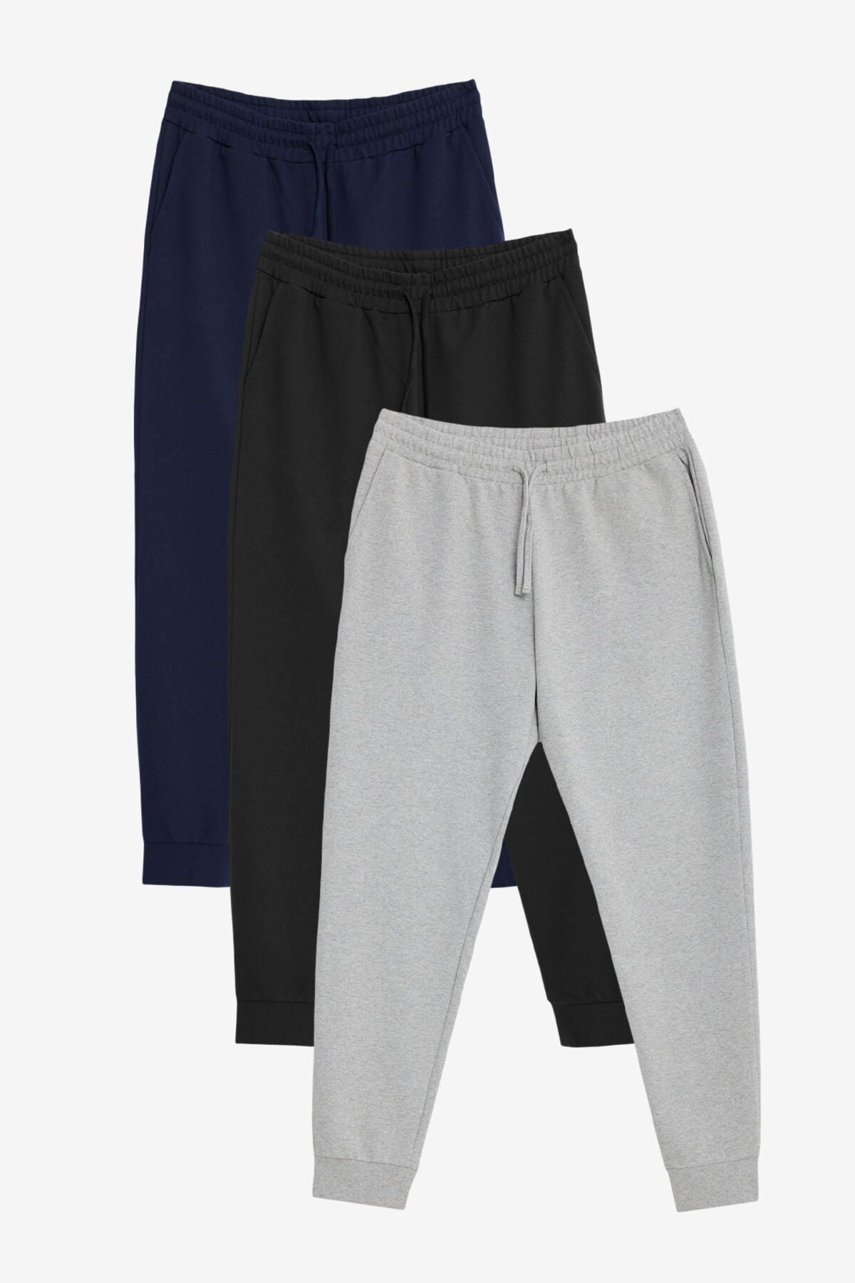 Men's black-blue-gray 3-pack 2 IP cotton jogger pocket comfortable standard fit tracksuit six
