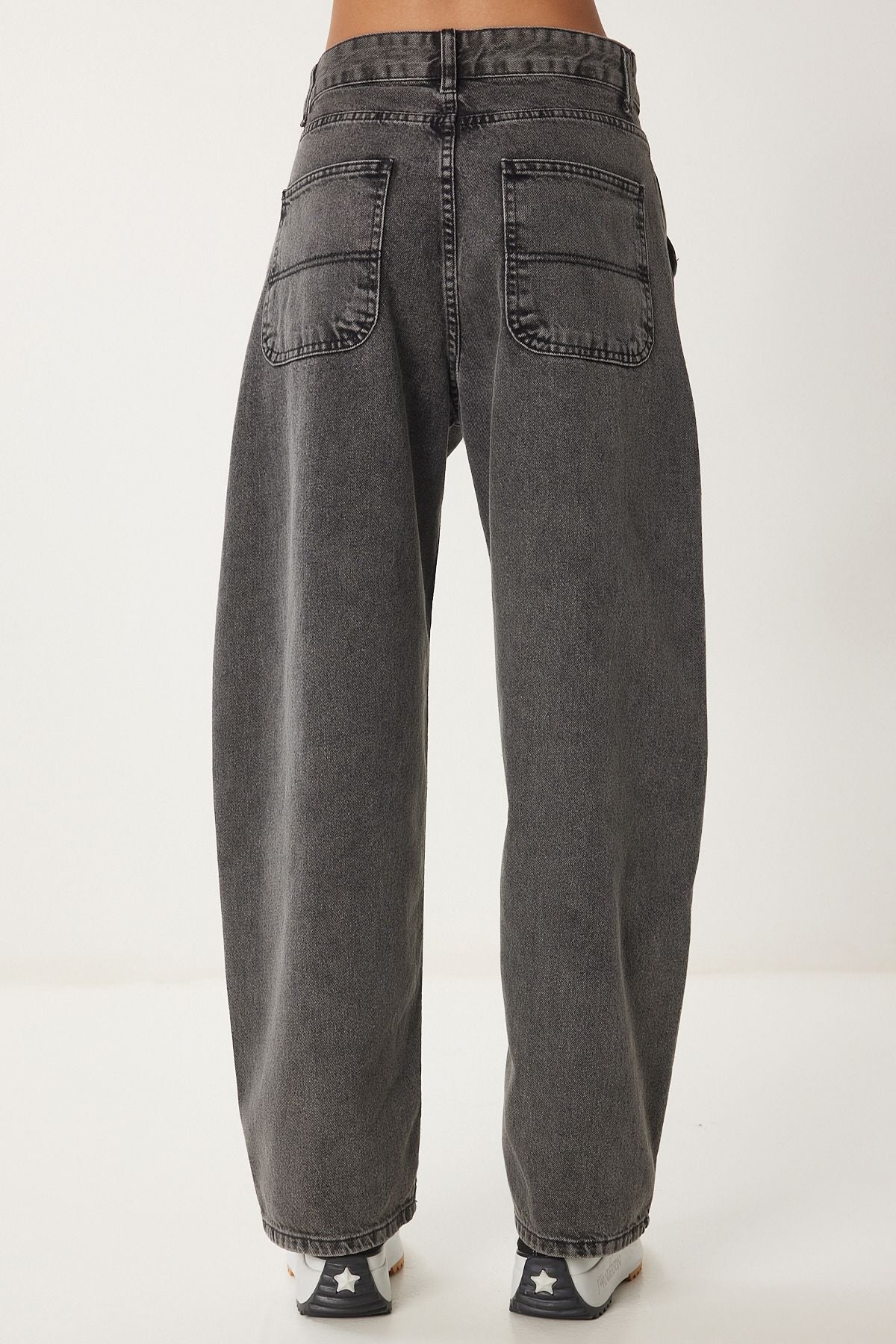 Women's anthracite washing Baggy Jean Ok00064