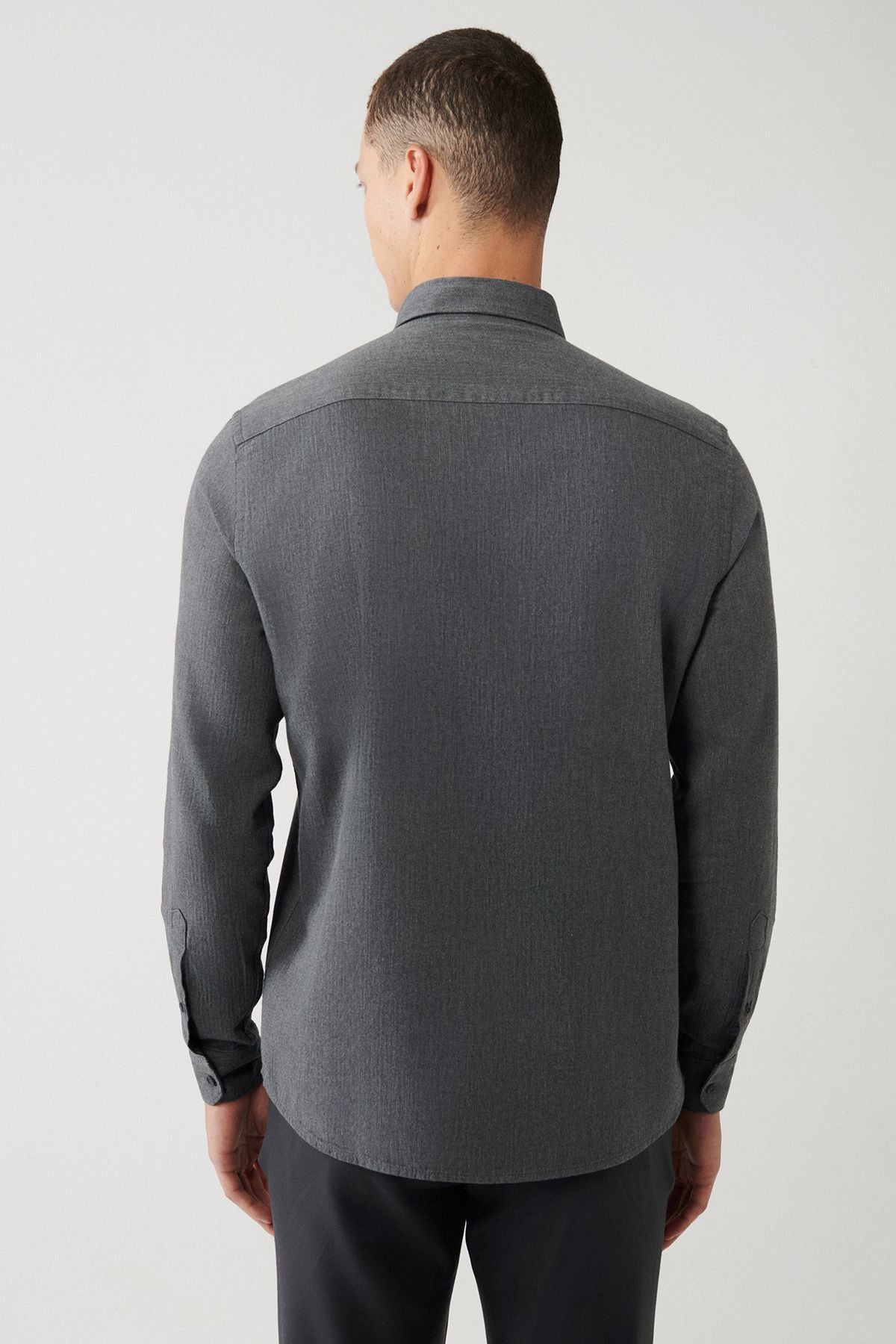 Men's anthracite buttoned collar 100 %cotton shirt B002033