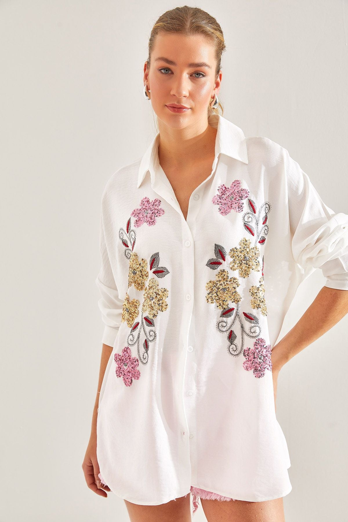 WOMEN'S STAMP PERSON ENGLISH SOFYA KETEN SHIRT 60181010