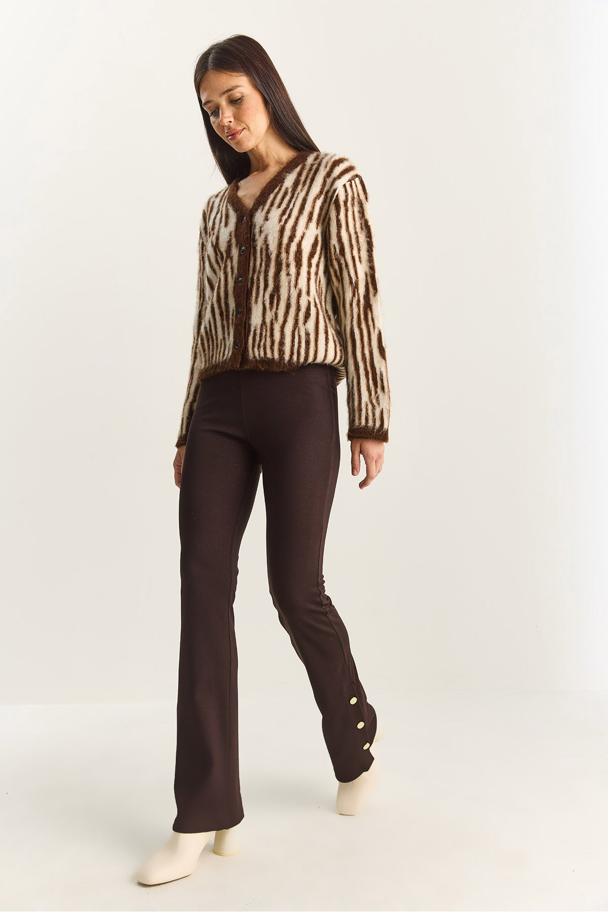 Women's Button Detailed Flare Leg Tights ÖT251157 60283882