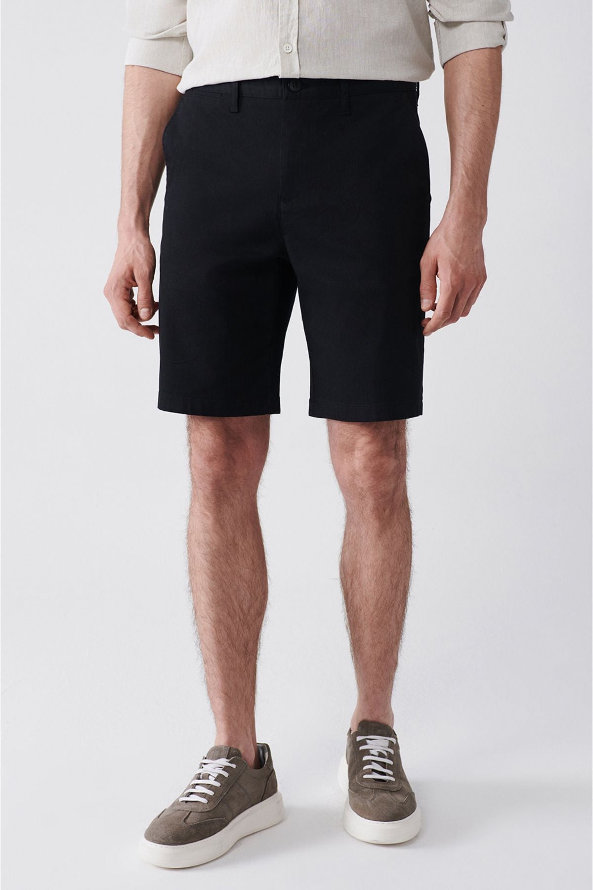 Men's black flexible patara chino canvas shorts B003730