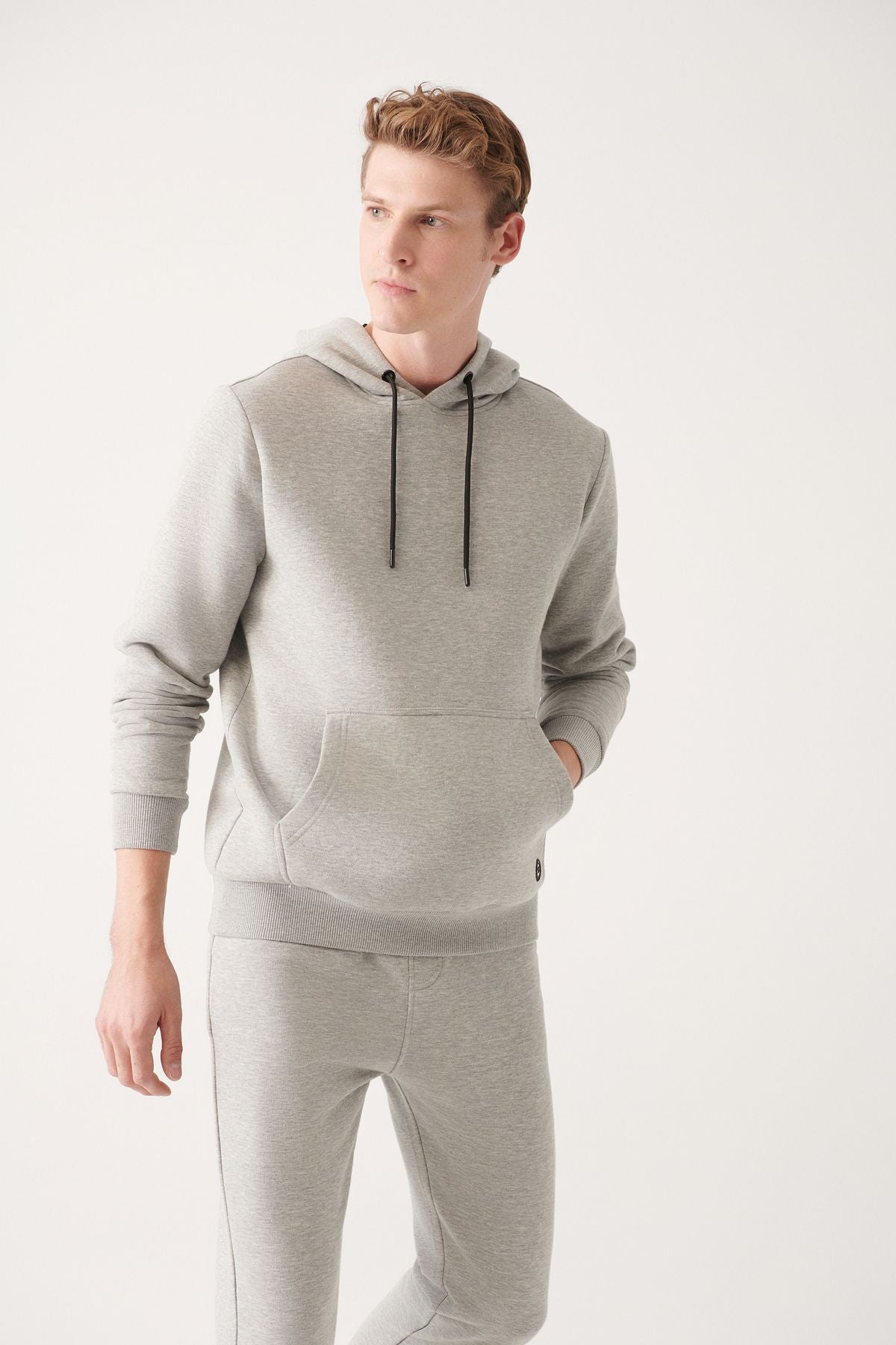 Men's gray hooded 3 -IP Cotton Sweatshirt E001018