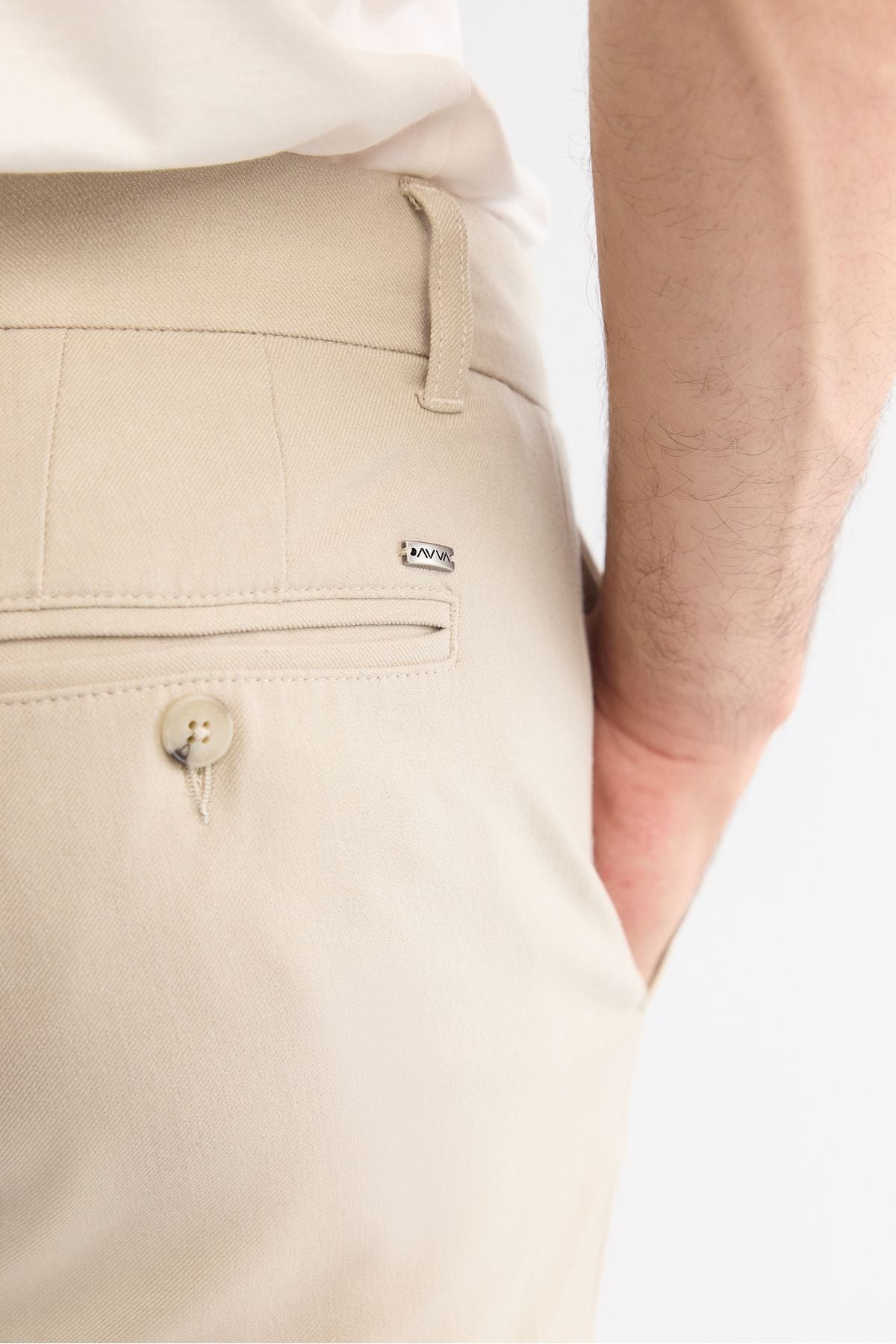 Men's Beige Classic Waist Soft key Chino Pants B003035