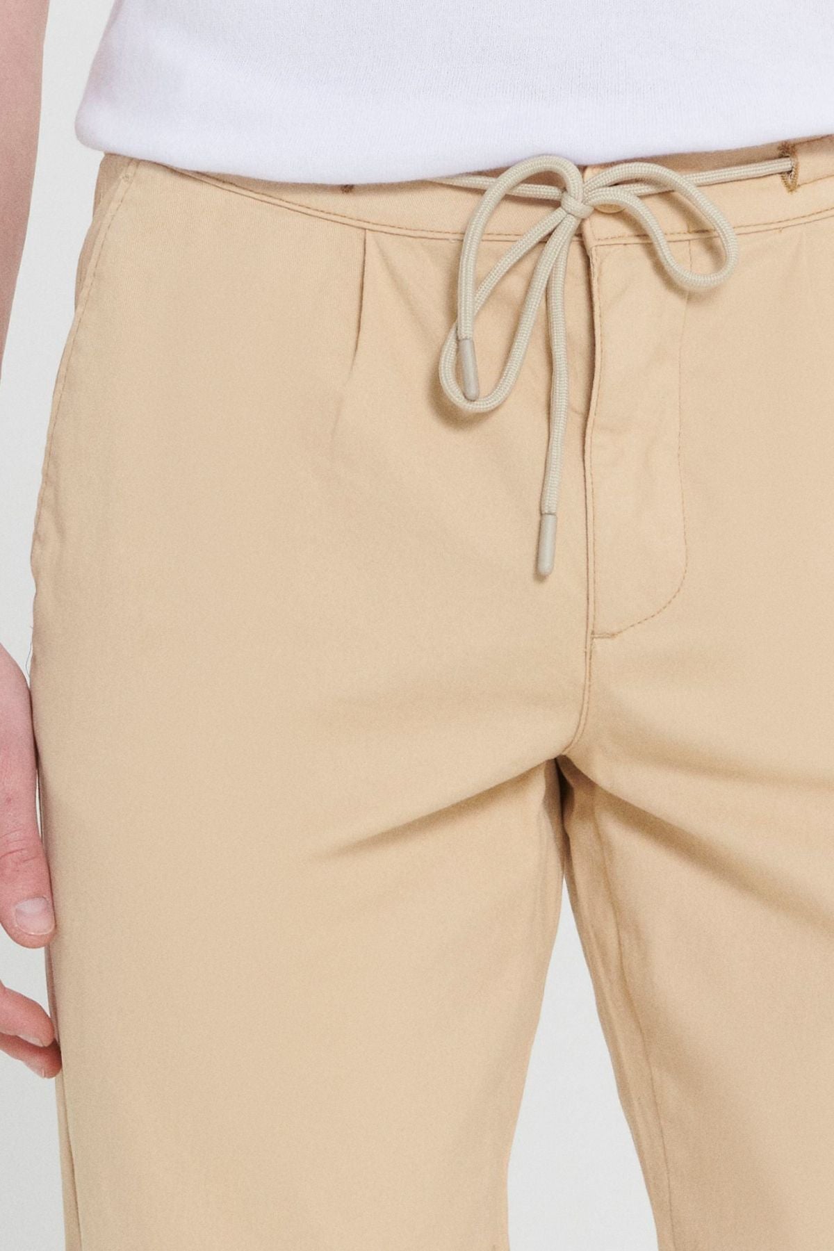 Men's Beige Comfort Fit Casual Cutting Side Pocket Pants