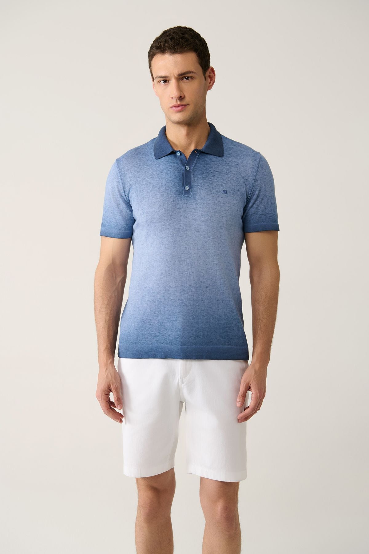 Erkek Indigo 3 düğğğLIMENGO Ephektli polo yaka T-shirt a41y5