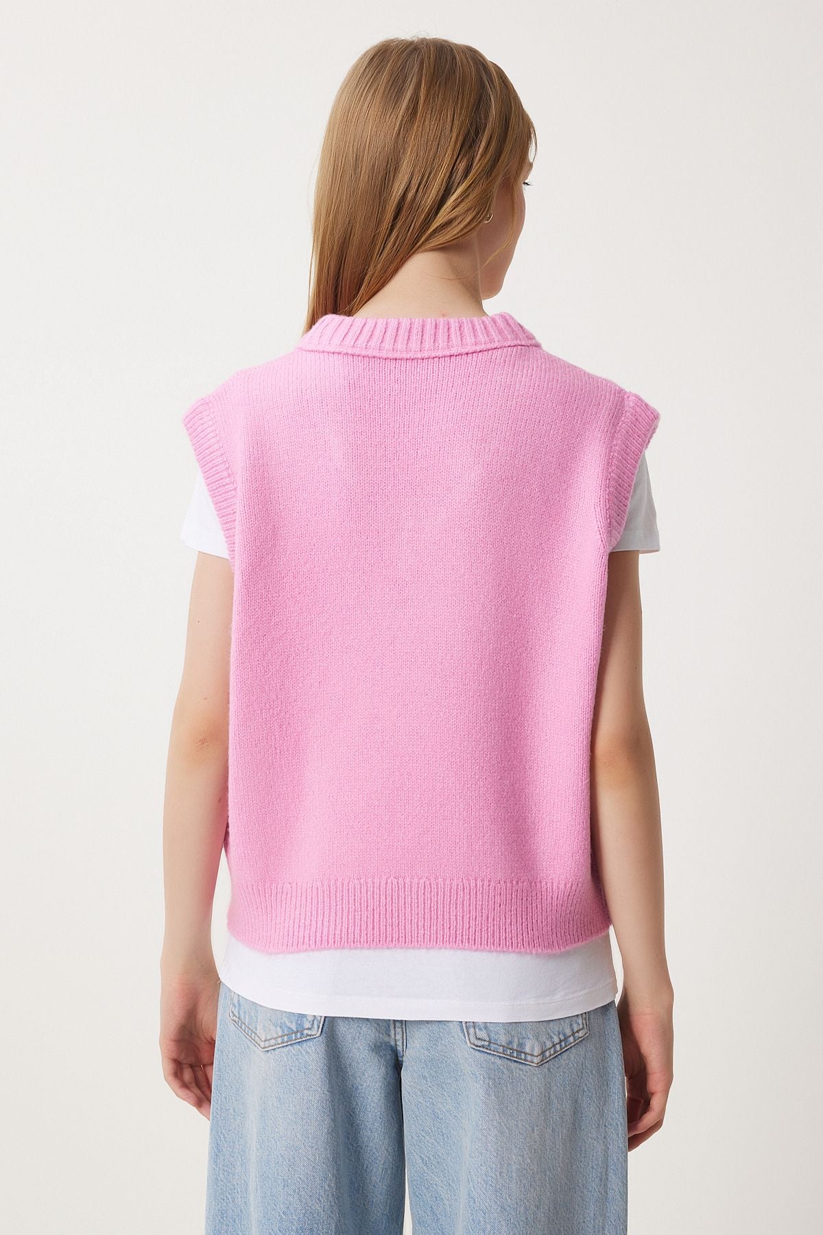 Woman Pink V Yaka knitwear sweater pf00099