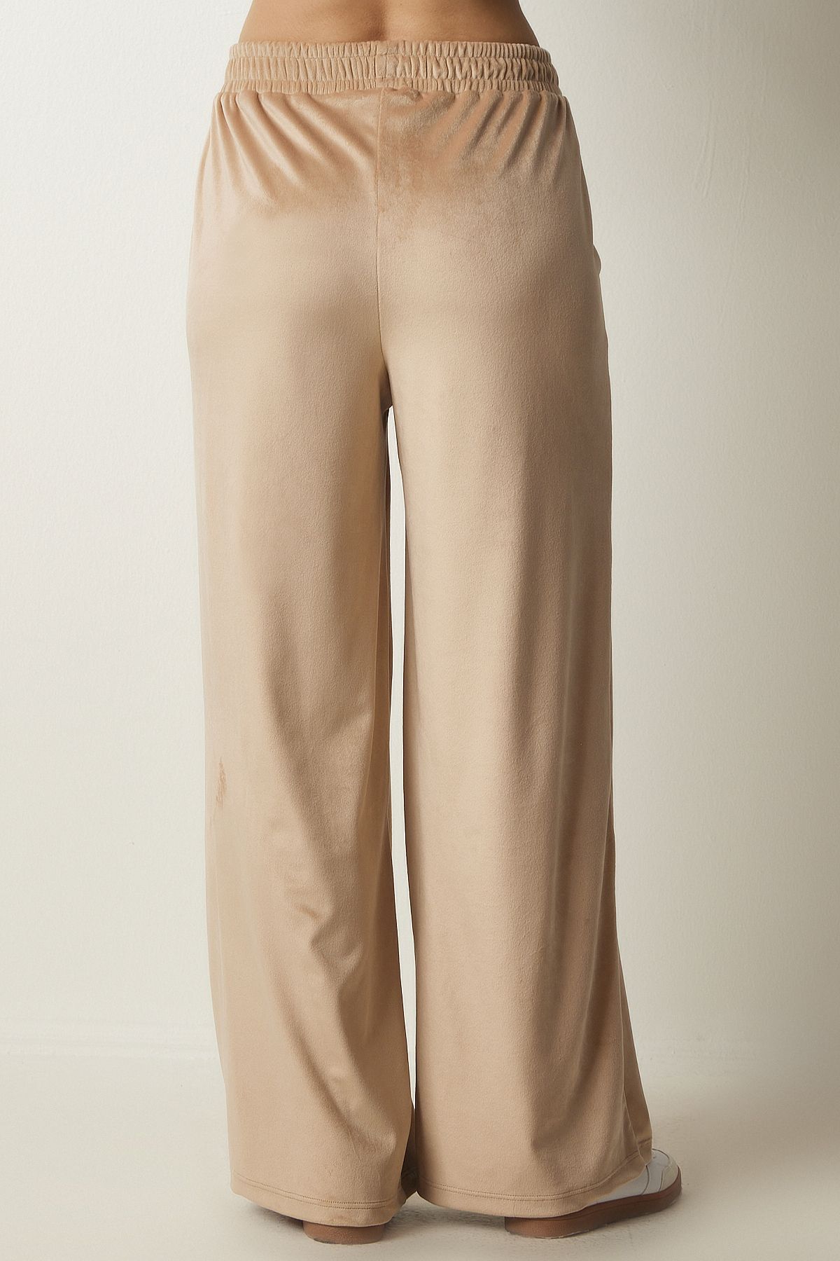 Women's Cream Palazzo Velvet Pants Mc00248