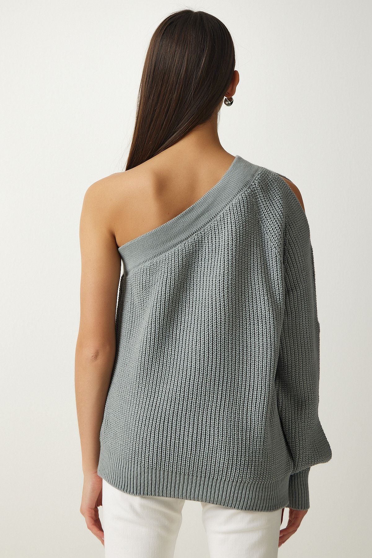 Female Stone Window Detail One Sleeve Knitwear Sweater PF00059